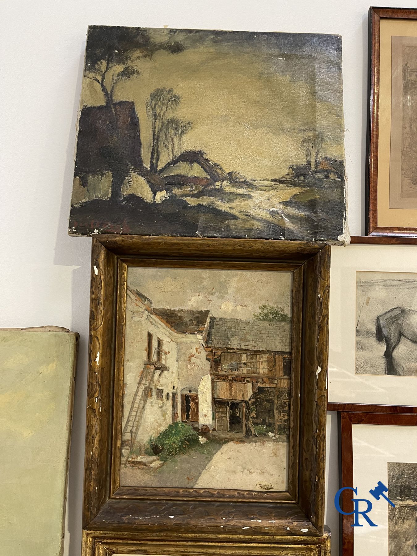 Large lot of various paintings, pen drawings, watercolours, charcoal drawings and others. - Image 12 of 20