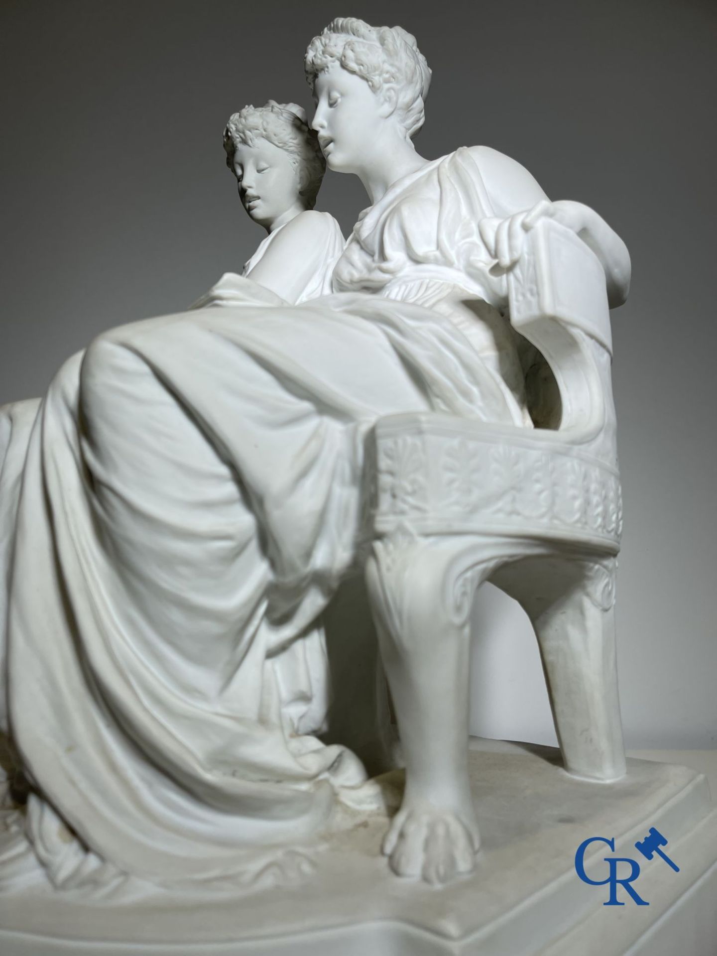 Edouard Lantéri  (1848-1917)  "Duo" Imposing statue in white biscuit in Neoclassical style on a matc - Image 16 of 16