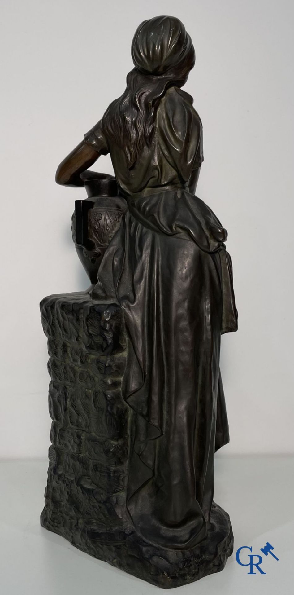 Edmond Lefever: (Ypres 1839-Schaarbeek 1911) "Rebecca" oriental bronze statue. - Bild 5 aus 16