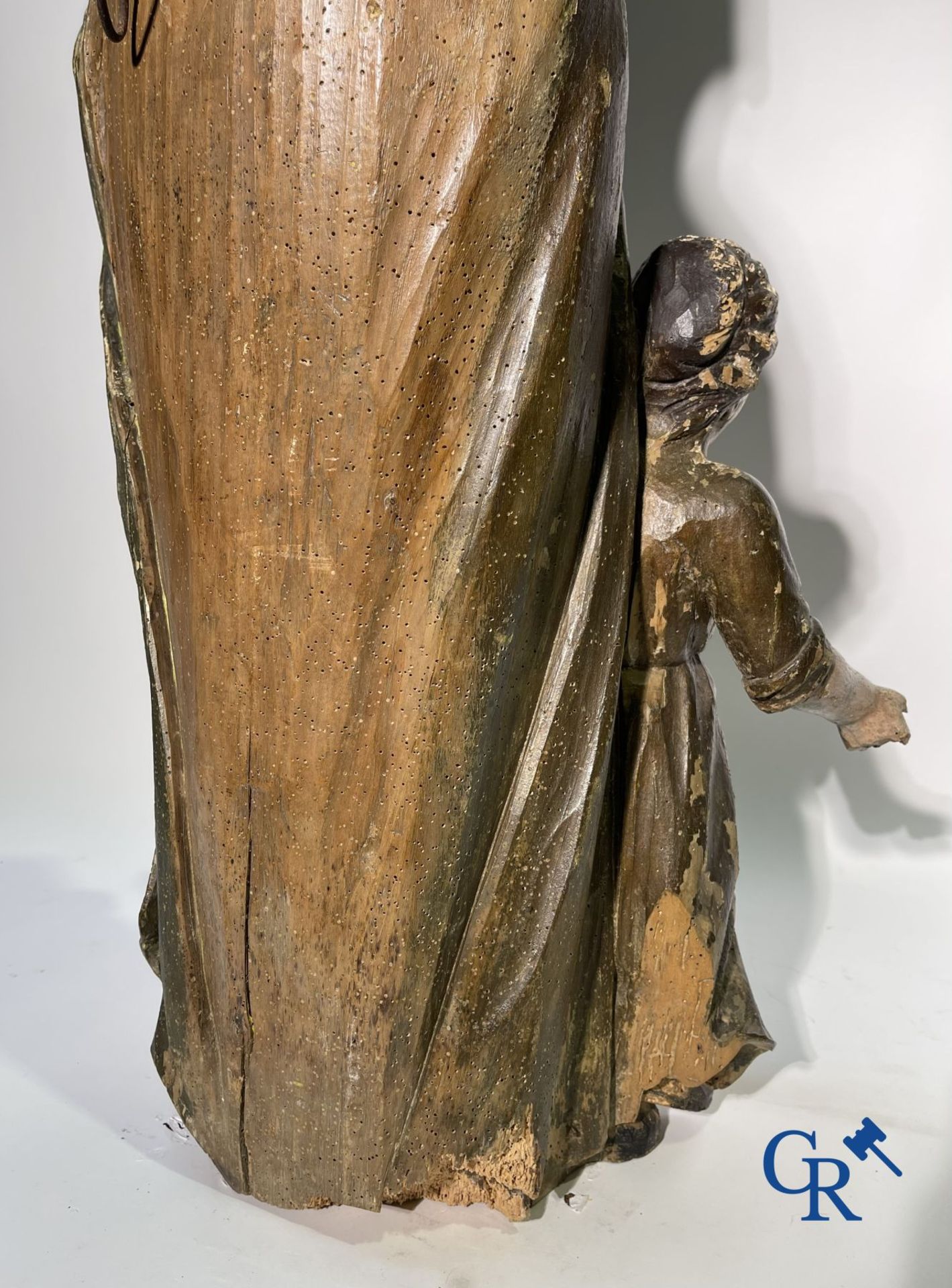 Wooden statue in polychrome wood 18th century. - Image 10 of 11