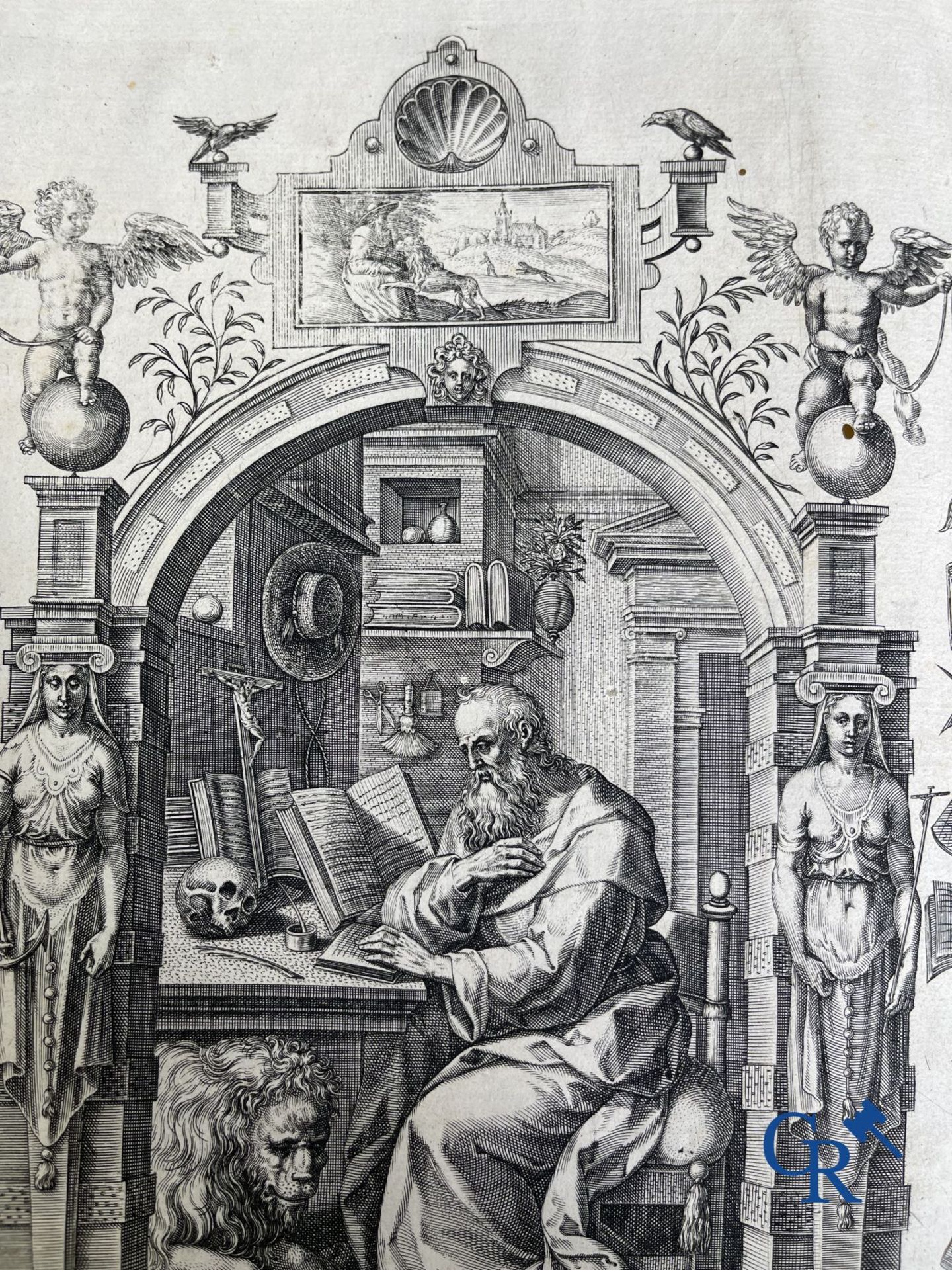 Early printed books: Les oeuvres de Saint Jerome, Mariani Victorij Reatini. Atelier Plantijn (1578-1 - Image 9 of 26