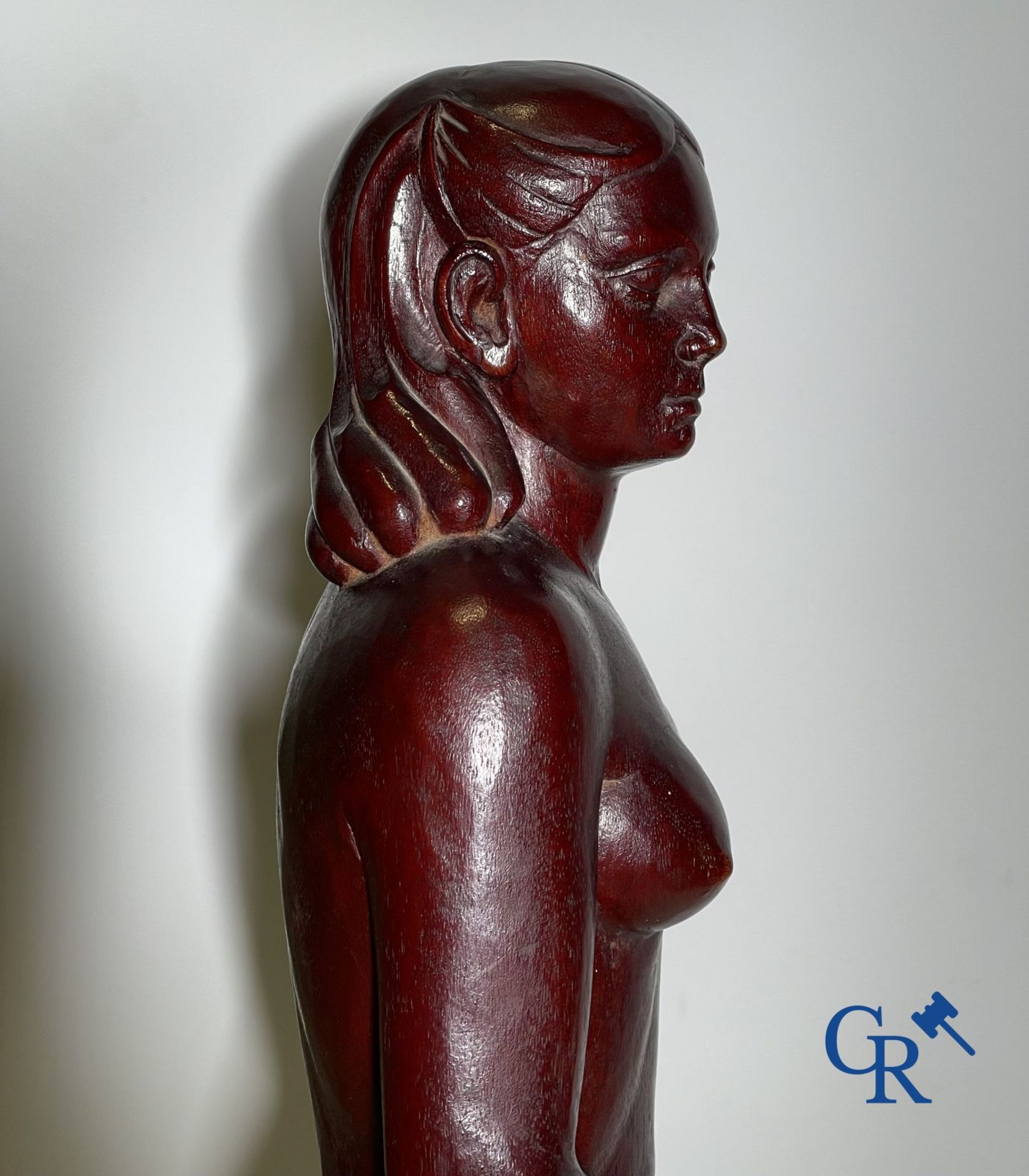 Clément Pardon(*) (Leuven 1901-1979) Sculpture of a standing nude in exotic wood. - Bild 2 aus 8