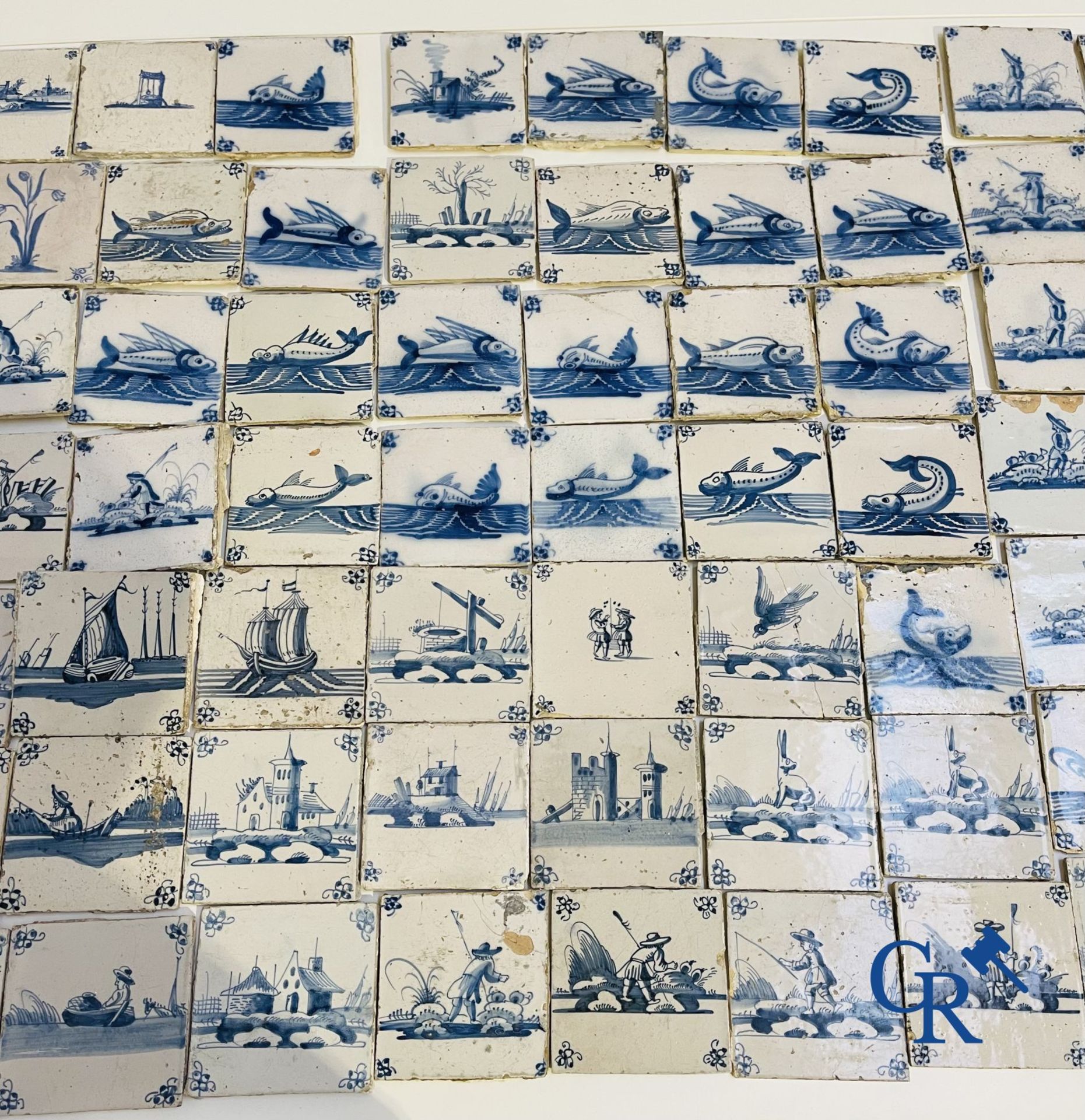 A large collection of various Delft tiles. 17th-18th century. - Image 7 of 23