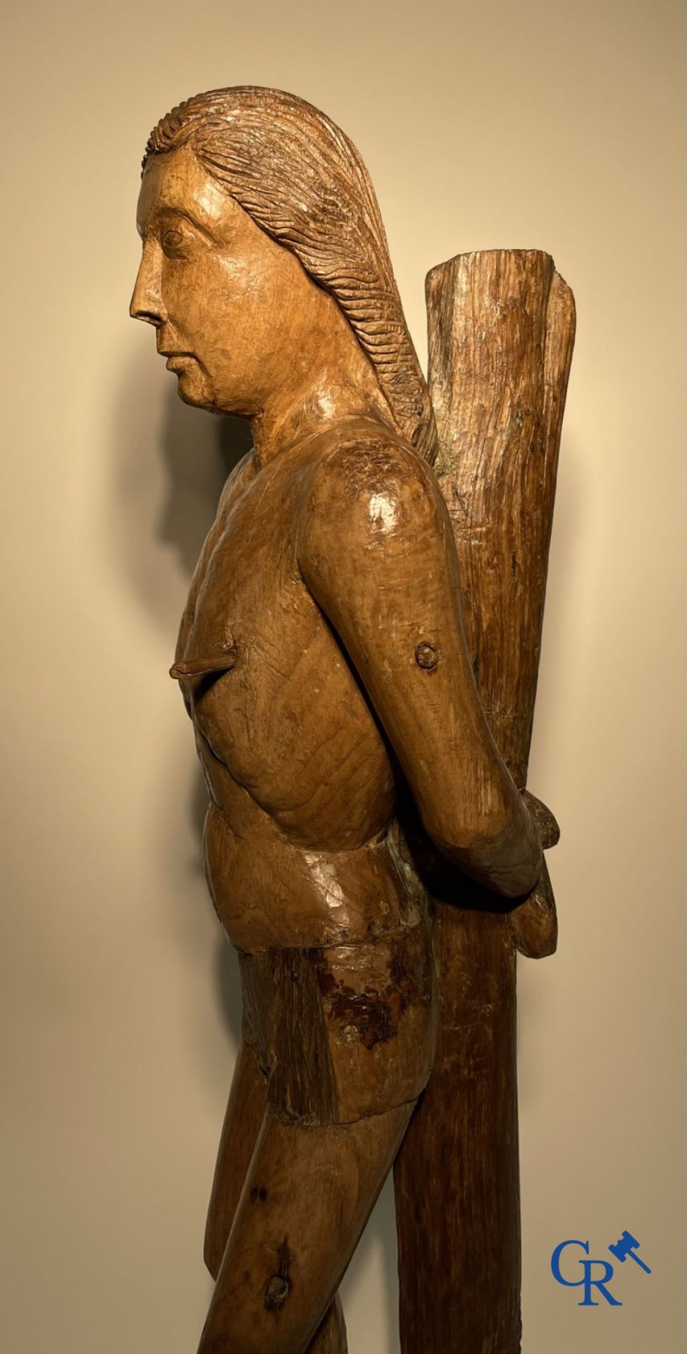 Wooden sculpture: Saint Sebastian 16th - 17th century. - Image 11 of 18