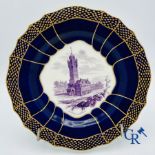 Plate in blue tinted Doorniks Porcelain. (pâte tendre) 18th century.