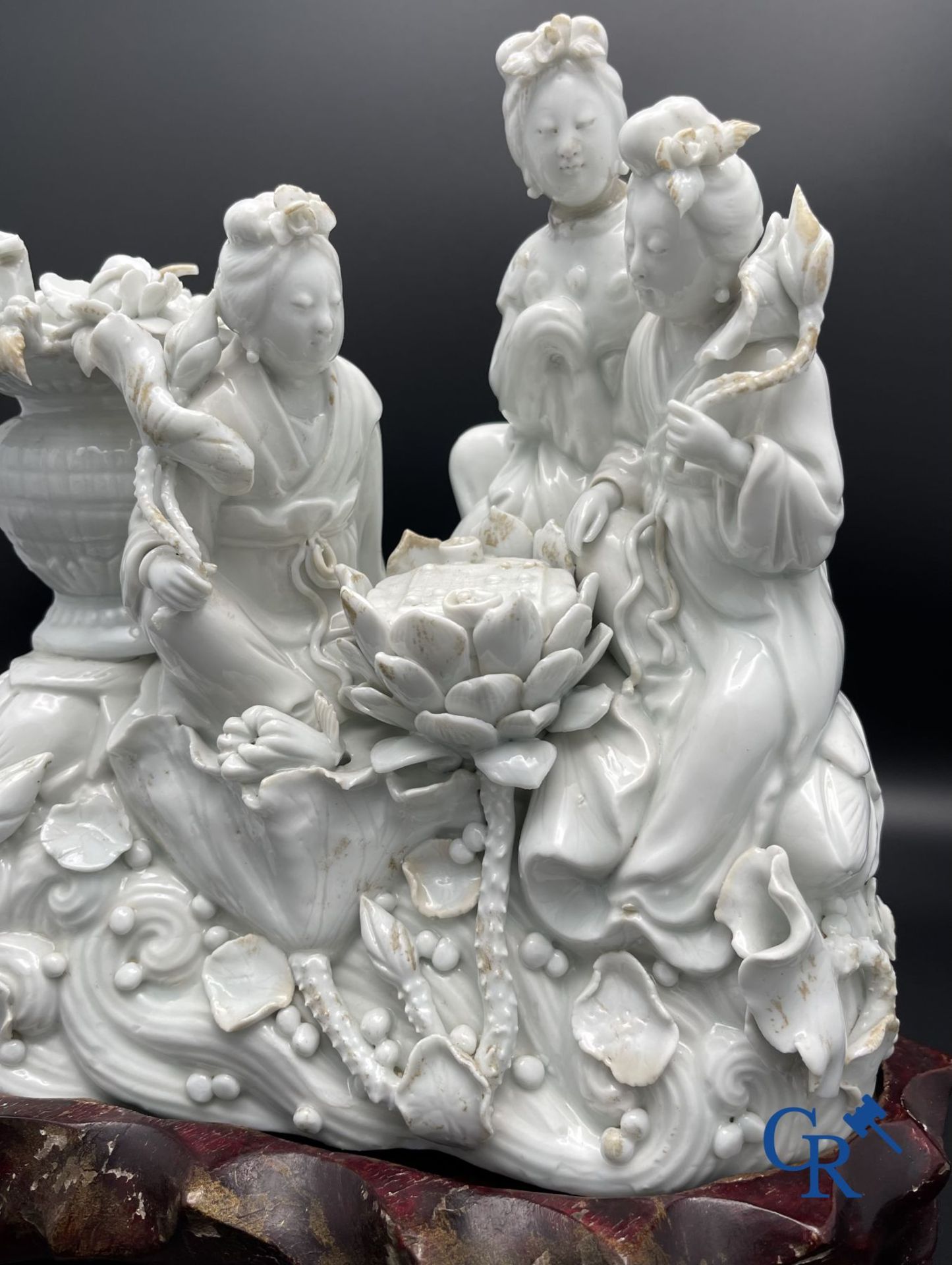 Chinese porcelain: A Buddhist lion and a group in blanc de Chine. - Image 7 of 28