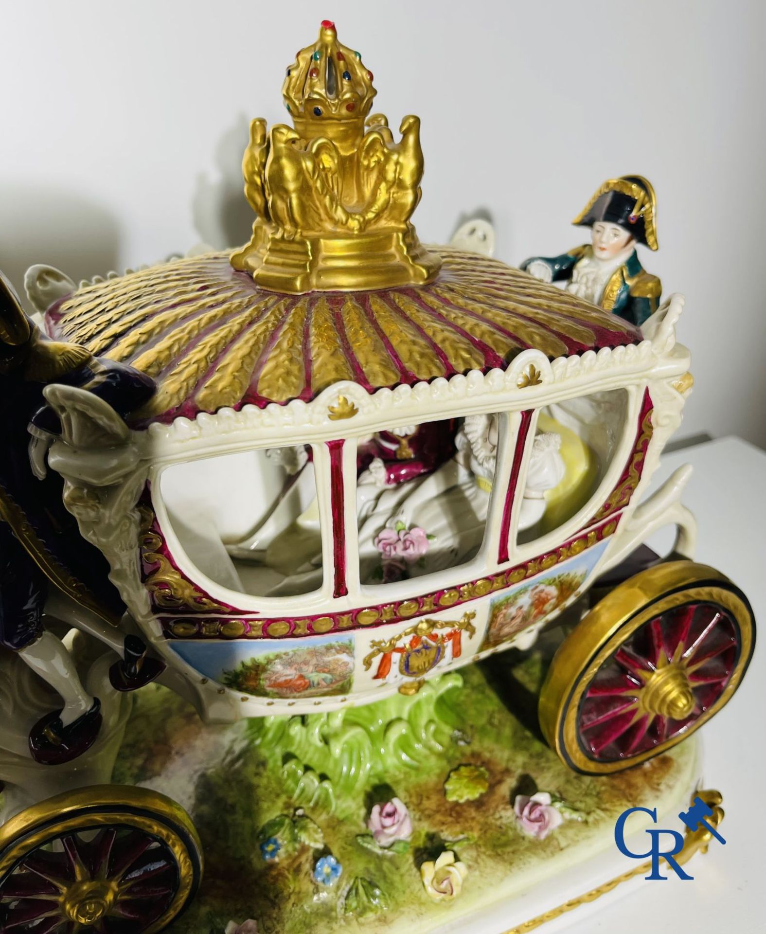 Porcelain: Saxony: "Voiture de mariage de Napoléon 1er". - Image 6 of 10
