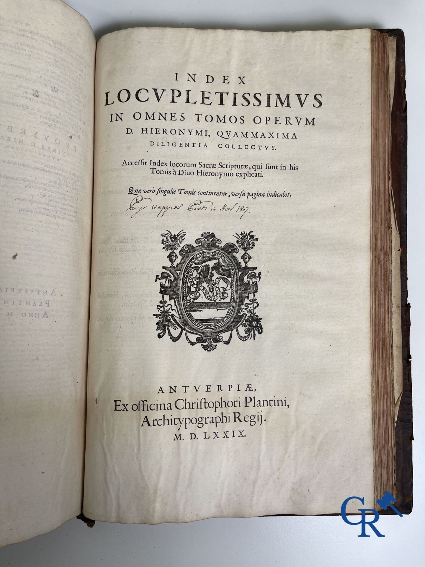 Early printed books: Les oeuvres de Saint Jerome, Mariani Victorij Reatini. Atelier Plantijn (1578-1 - Image 11 of 26