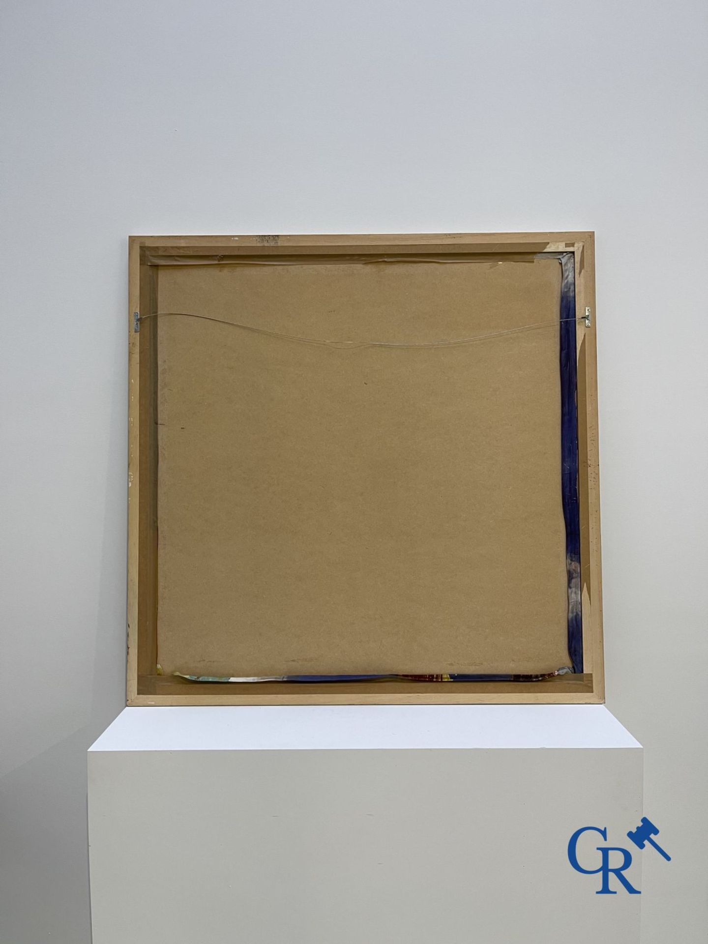 Dimitri Van Coillie: 2 modern works, oil on paper and an illegibly signed print on silk. - Image 10 of 10