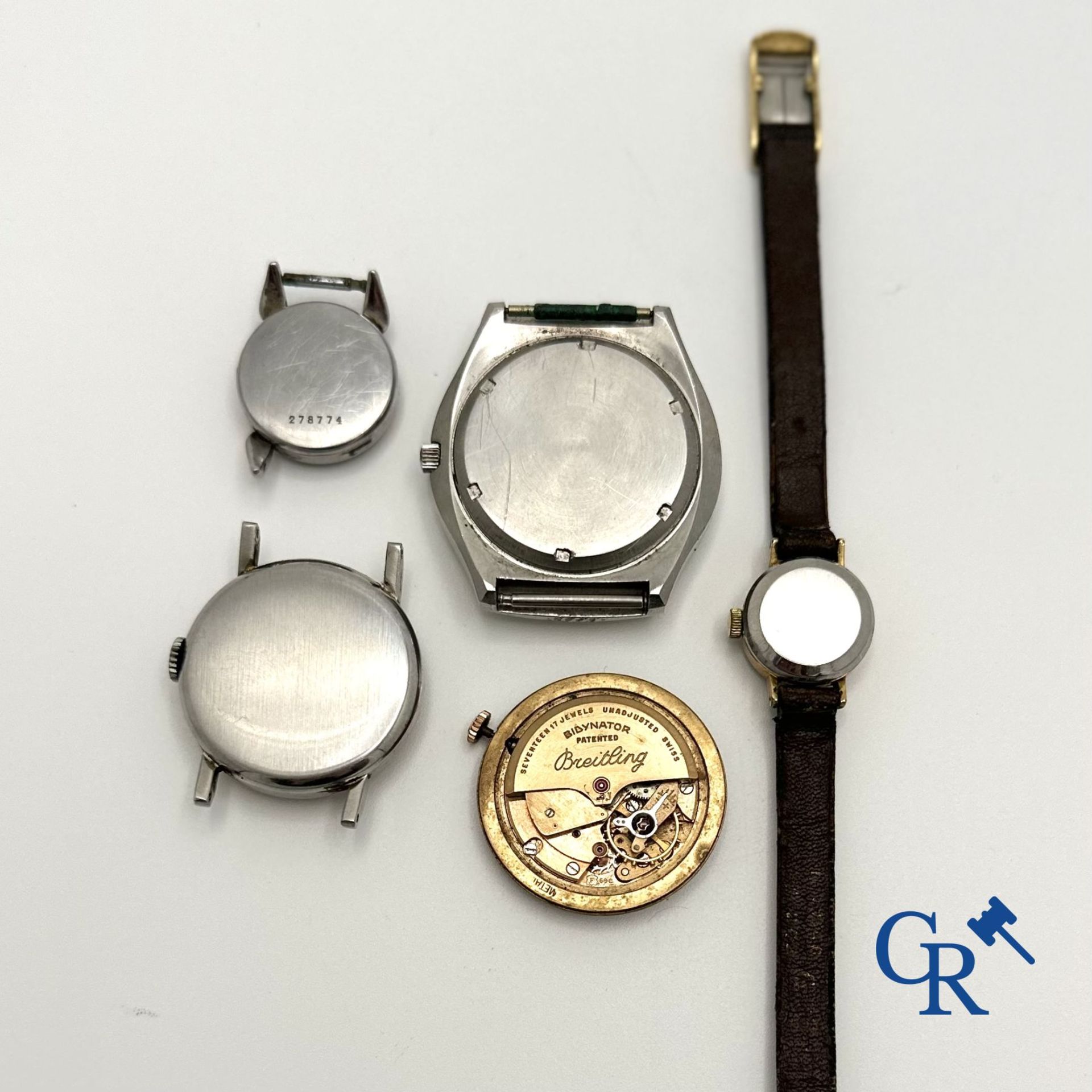 Timepieces: Lot of 3 Omega timepieces, a women's Rolex timepiece and a Breitling movement. - Image 3 of 4