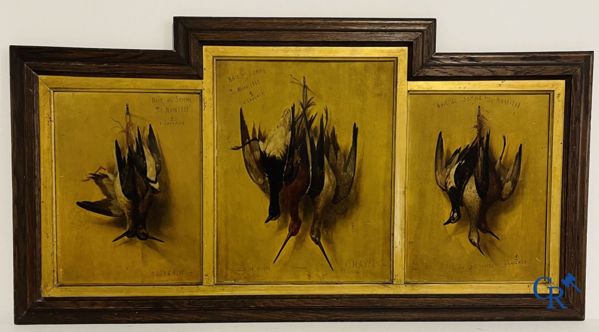 Paintings: Clément Laplage. Oil on panel. 3 Hunting still lifes. - Bild 8 aus 8
