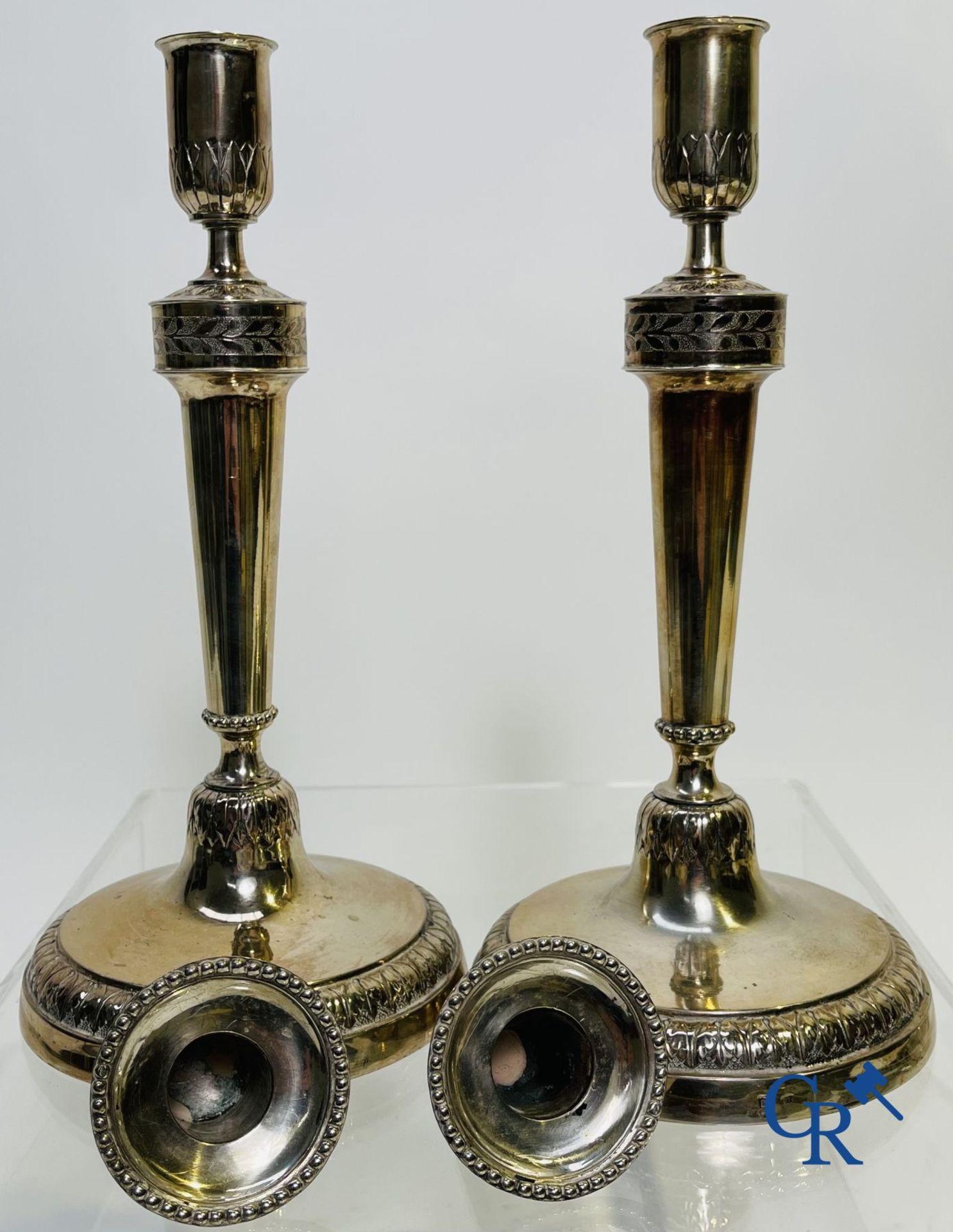 Silver: Pair of silver candlesticks probably Namur, Jean-Baptiste Fallon. - Bild 20 aus 23