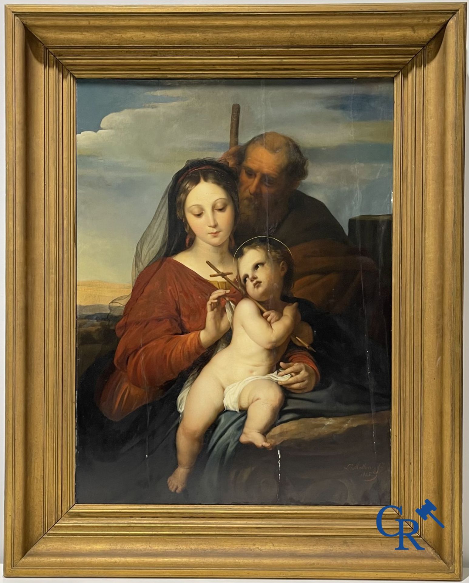 Painting: Lambert Mathieu (Bury 1804 - Leuven 1861) Holy Family in the manner of Raphael Sanzio. Oil - Bild 2 aus 11