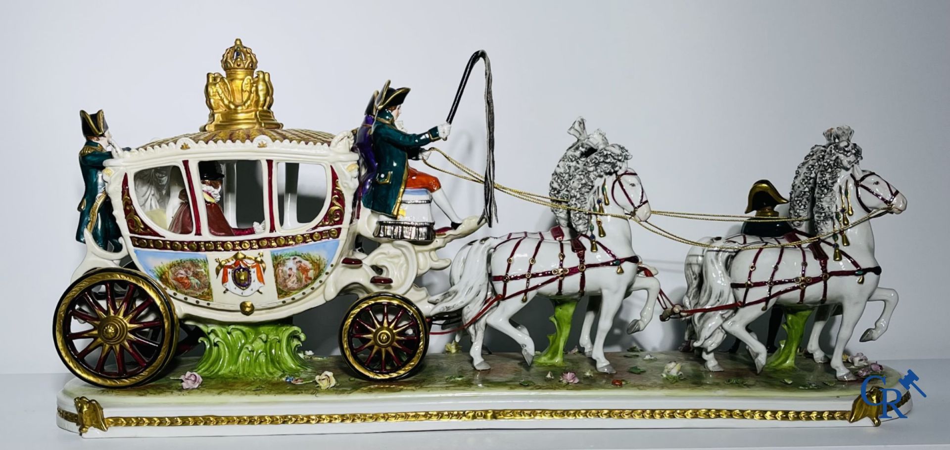 Porcelain: Saxony: "Voiture de mariage de Napoléon 1er". - Image 7 of 10