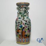 Asian Art: Vase in Chinese famille rose porcelain with decor of birds and peonies. 19th century.