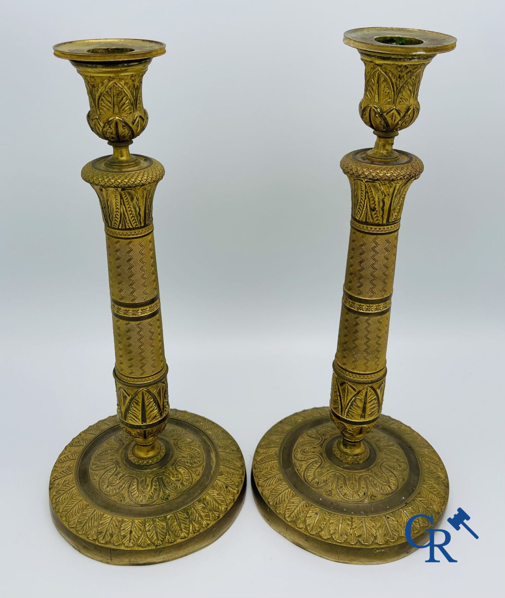Pair of Charles X candlesticks in gilded bronze. - Image 3 of 7