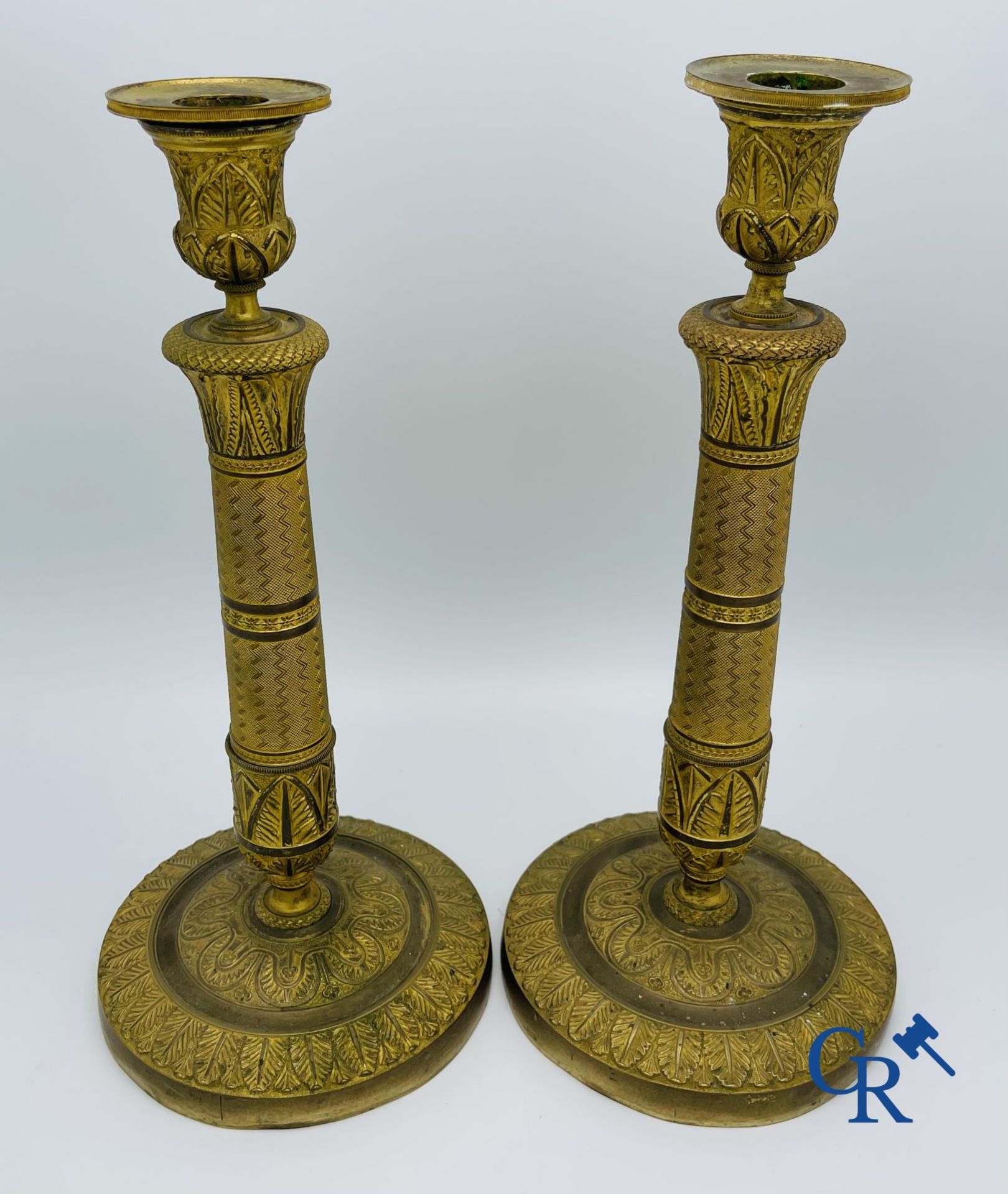 Pair of Charles X candlesticks in gilded bronze. - Bild 3 aus 7