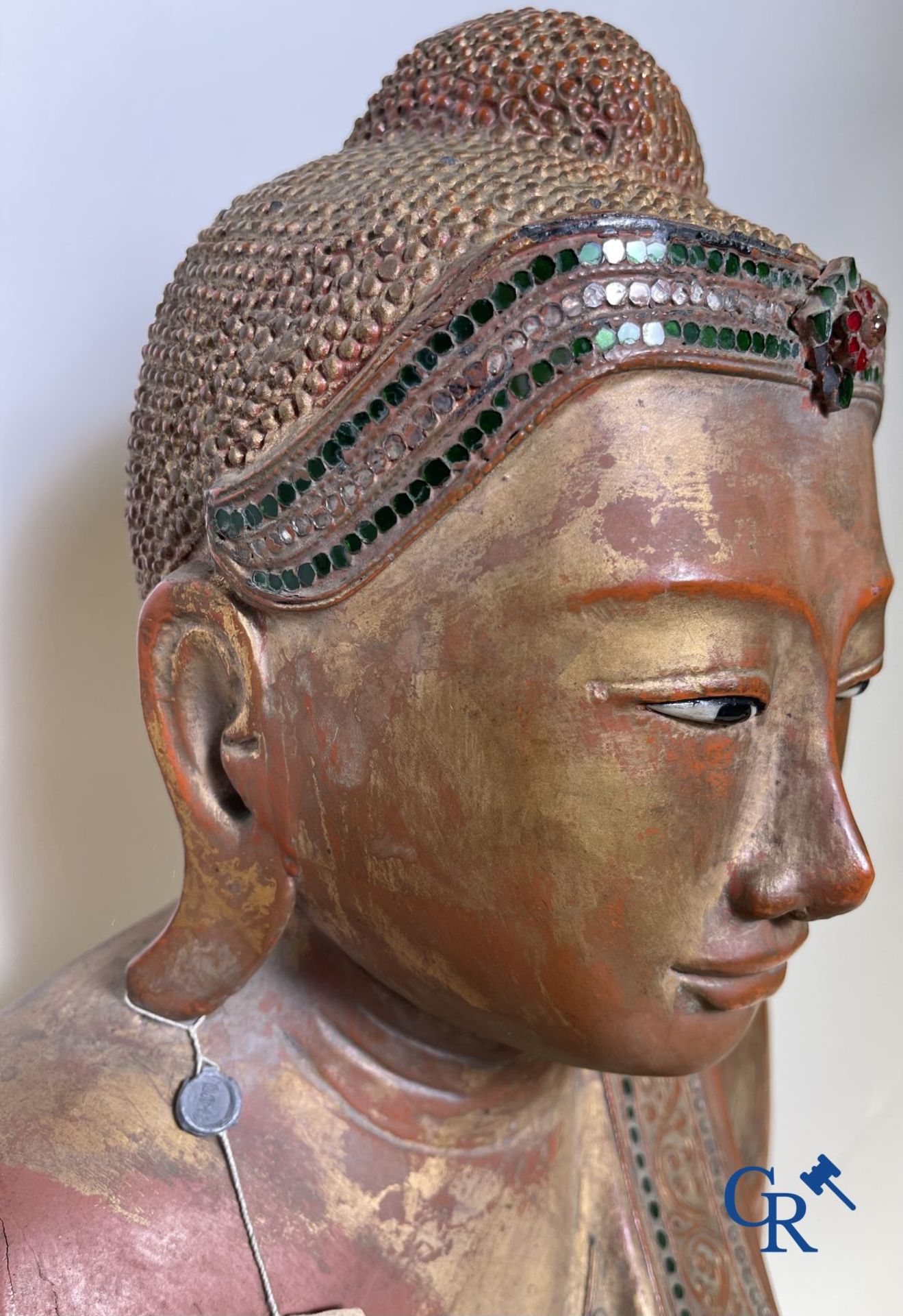 Imposing wooden lacquered Bouddha. Burma, 19th century. - Image 10 of 20