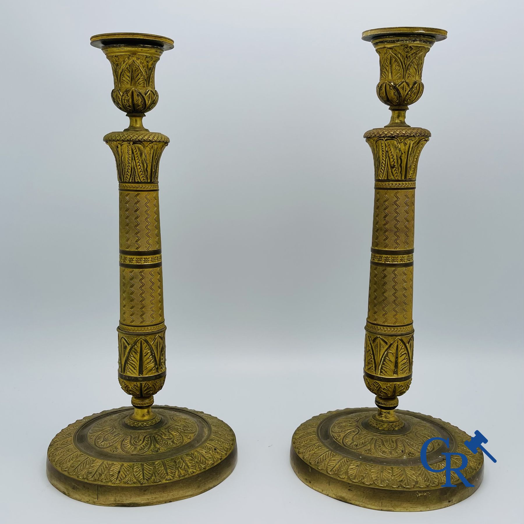 Pair of Charles X candlesticks in gilded bronze. - Image 7 of 7