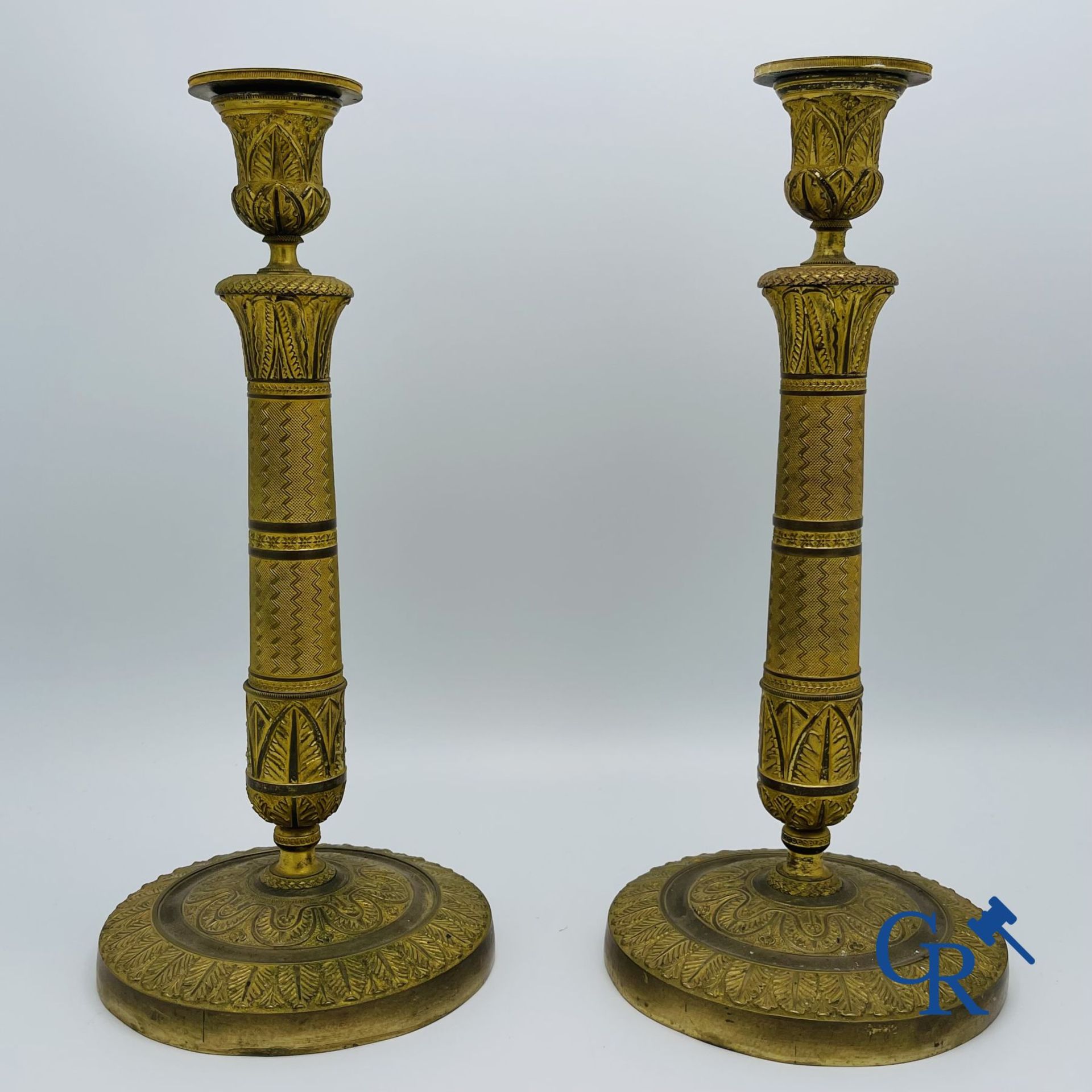 Pair of Charles X candlesticks in gilded bronze. - Bild 7 aus 7