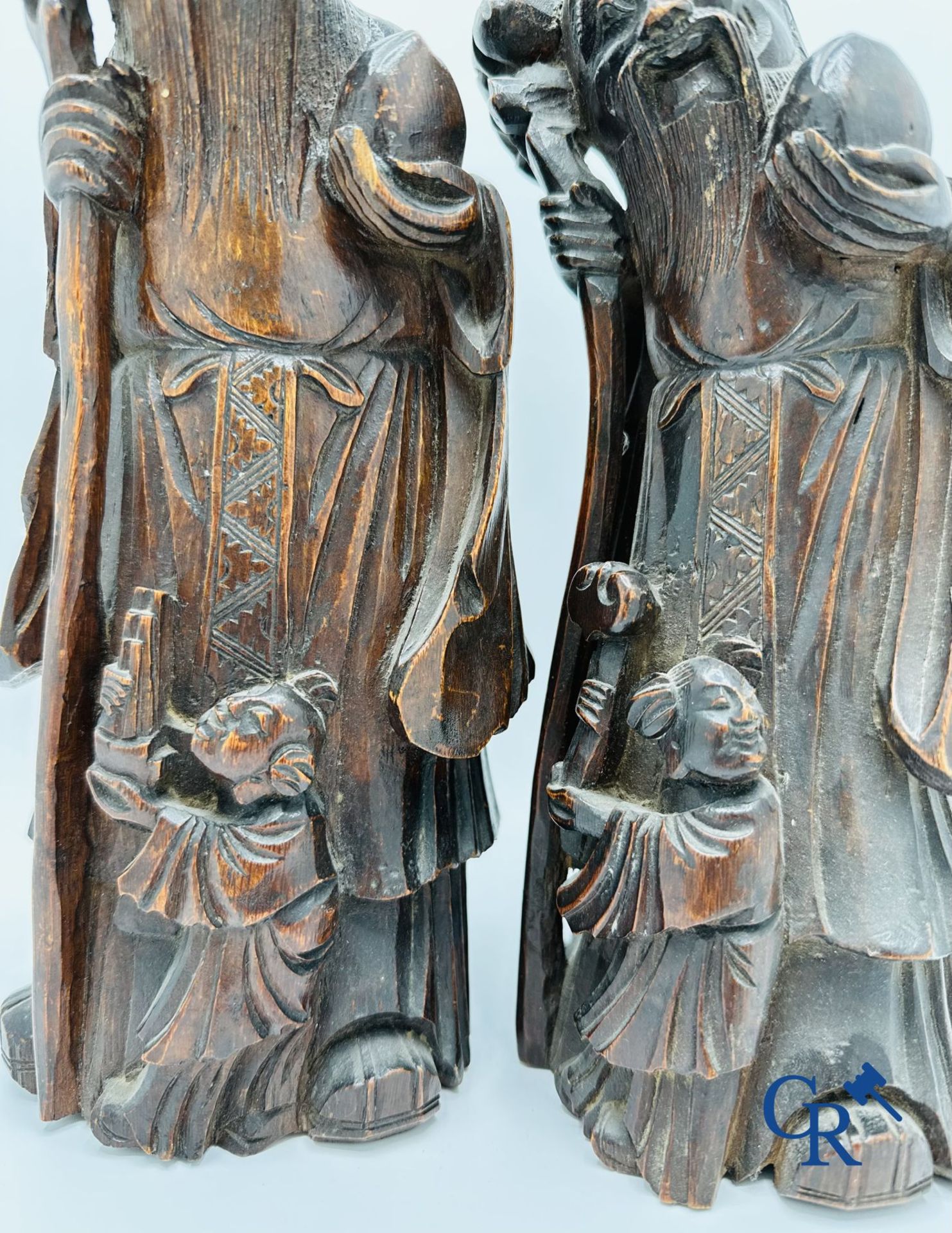 Chinese art: 2 Chinese bamboo sculptures depicting Lu Xing. 18th-19th century. - Image 3 of 5