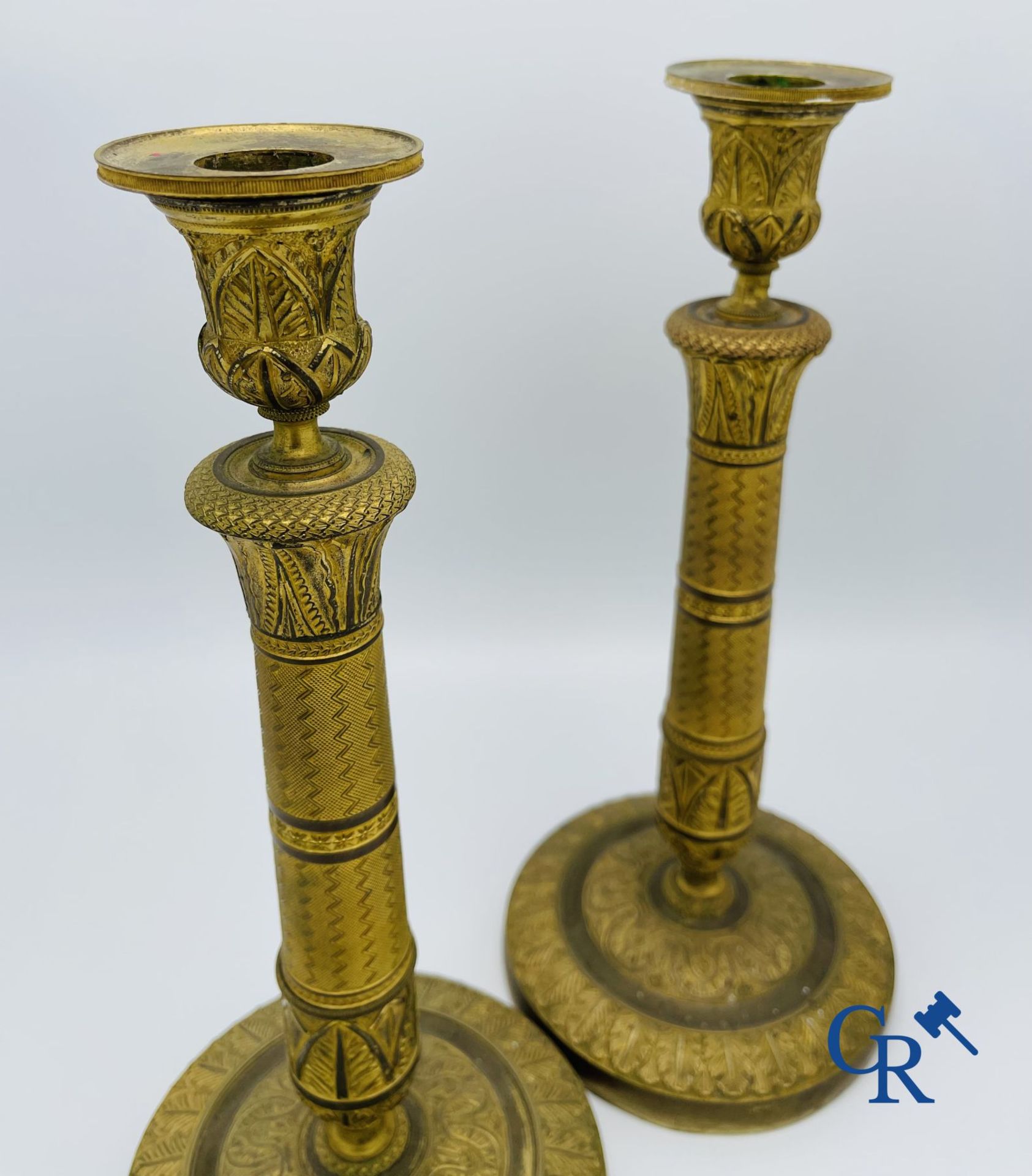 Pair of Charles X candlesticks in gilded bronze. - Image 2 of 7
