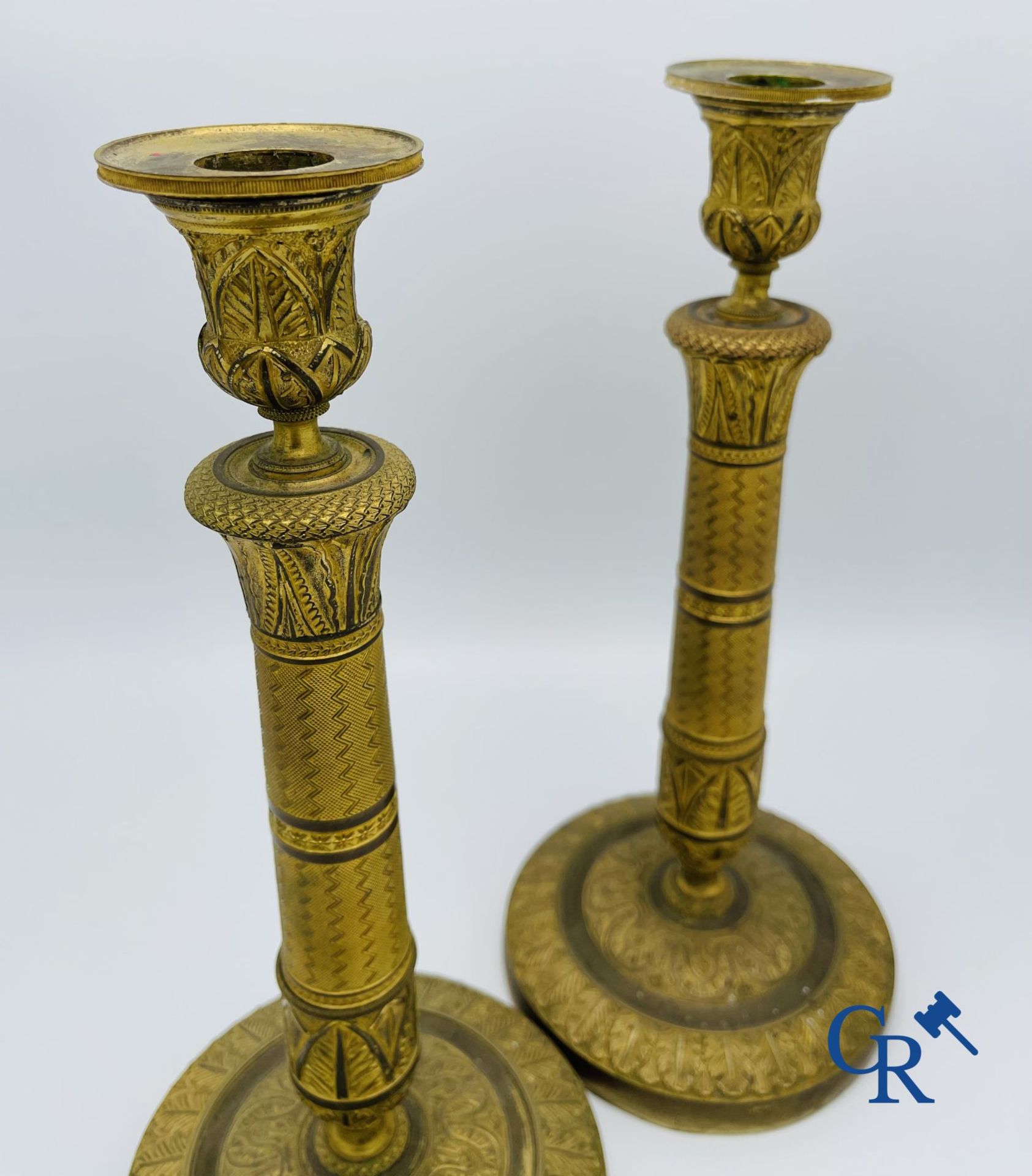 Pair of Charles X candlesticks in gilded bronze. - Bild 2 aus 7