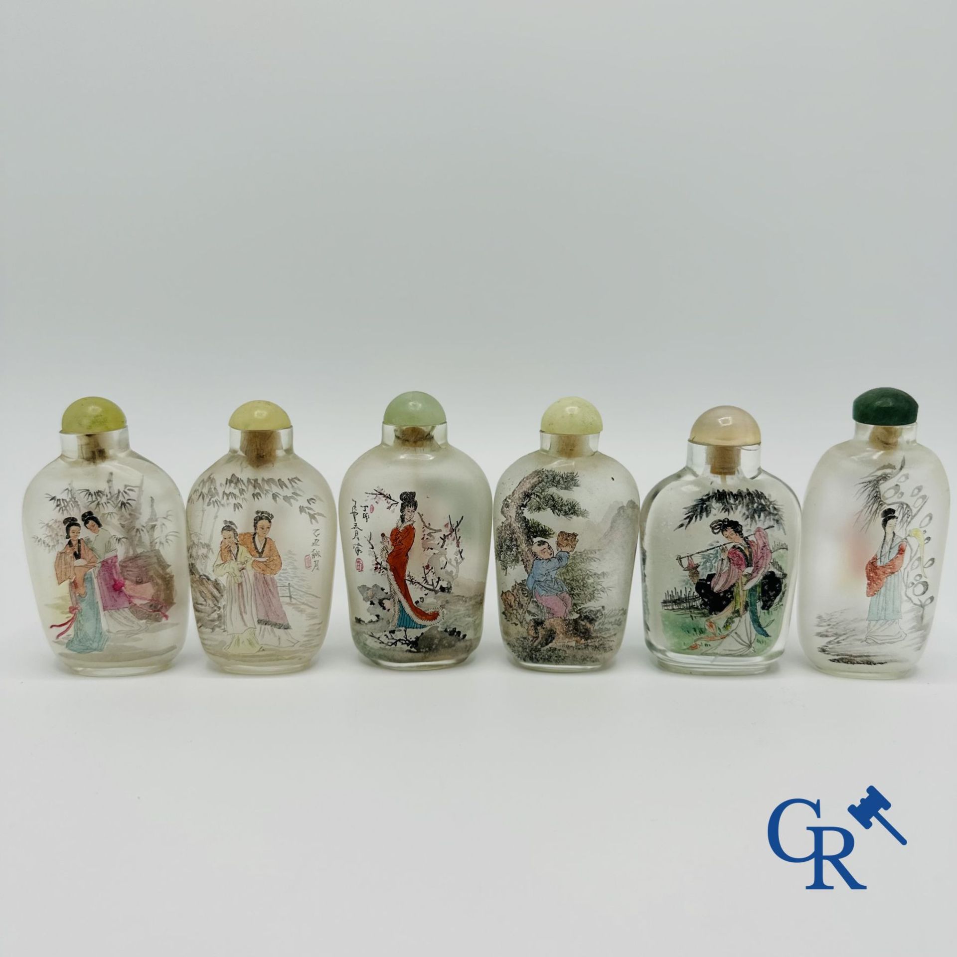 Chinese art: 6 Chinese interior painted snuff bottles. - Image 2 of 3