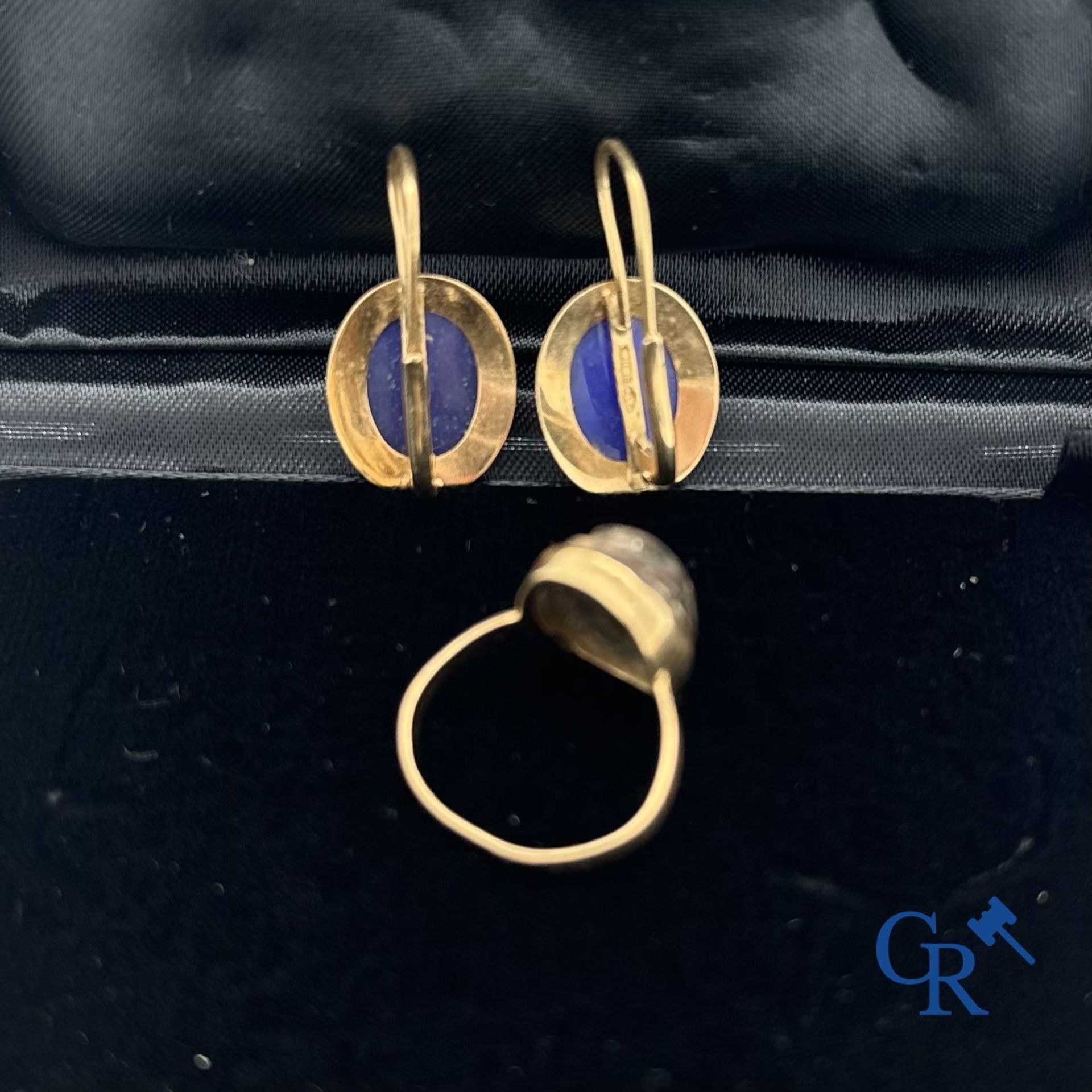Jewellery: Lot consisting of a ring in gold 18K and a pair of earrings in gold 18K. - Bild 2 aus 4