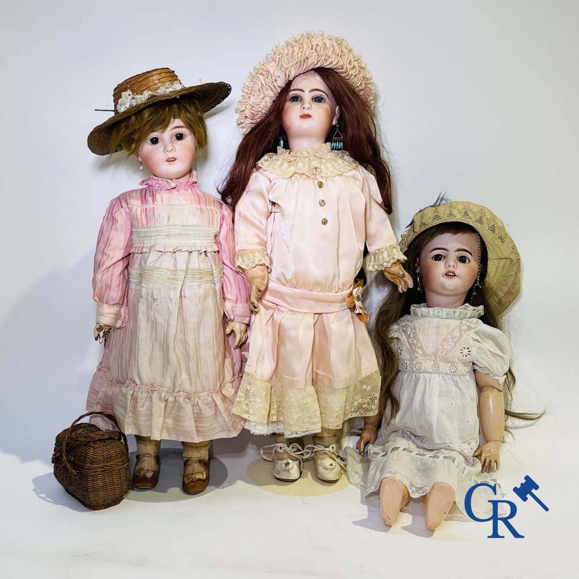 Toys: antique dolls: Lot of 3 dolls with porcelain head. - Image 2 of 9