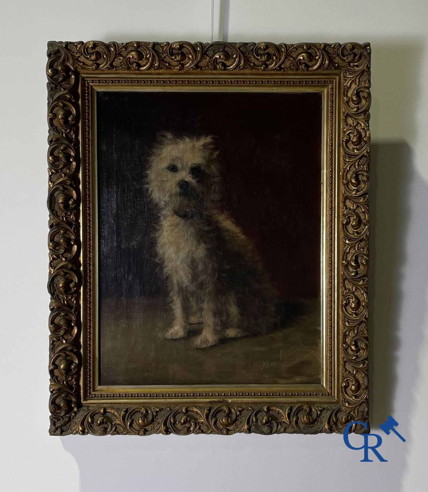 Painting: Alice Léotard, oil on canvas. Portrait of a dog. - Image 5 of 6