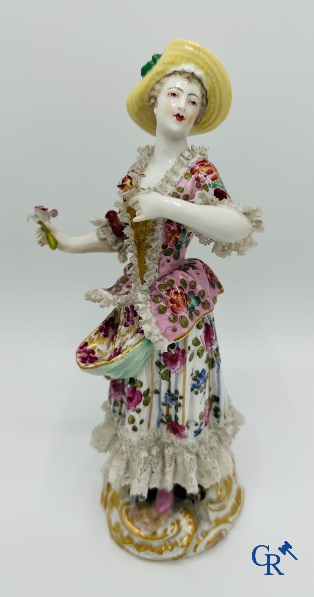Porcelain: 3 groups of multicoloured decorated porcelain in the style of Meissen. 19th century. - Image 5 of 12