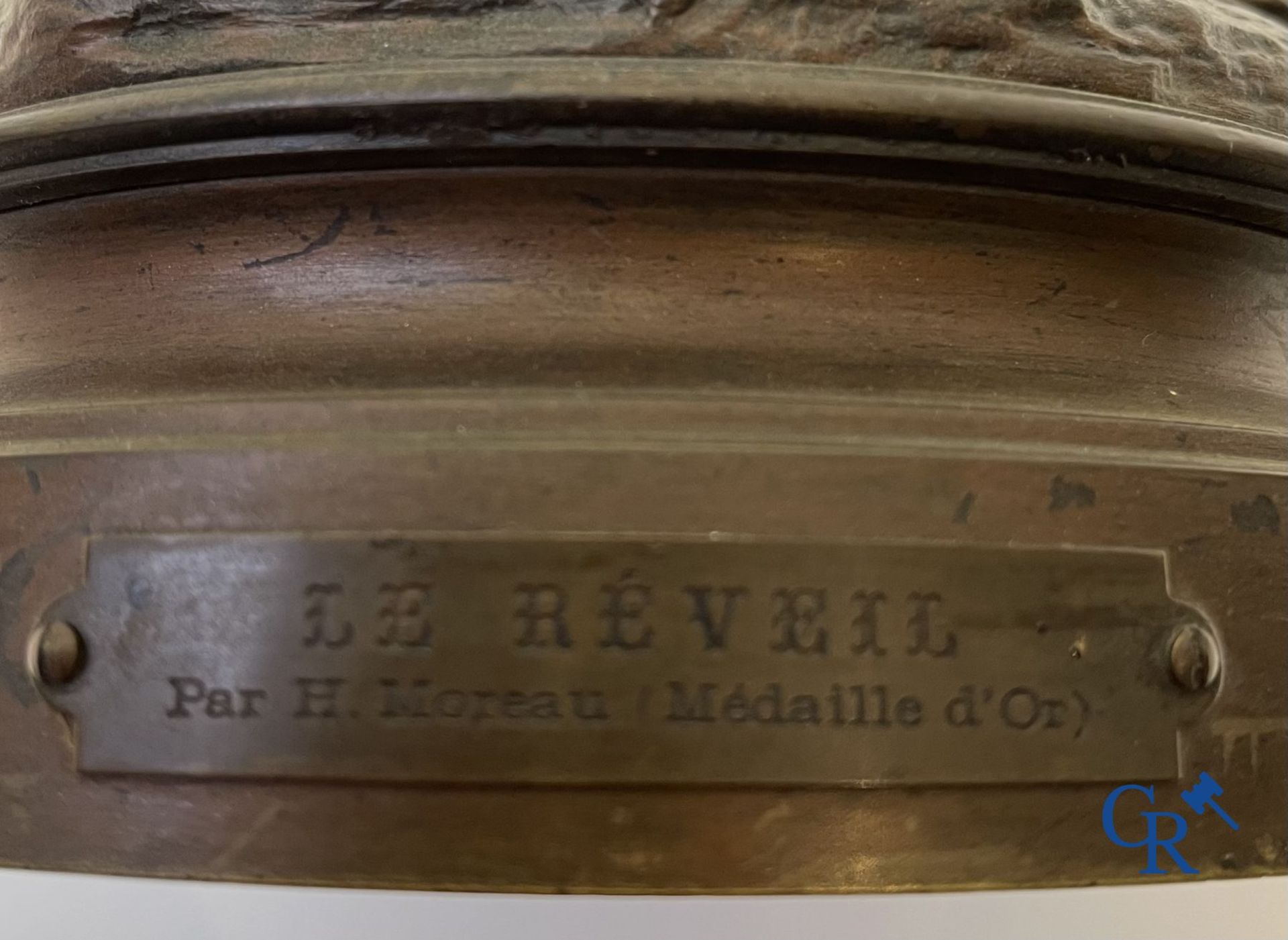 Hippolyte Moreau "Le Réveil" Bronze statue. Signed Hip. Moreau. - Image 9 of 10