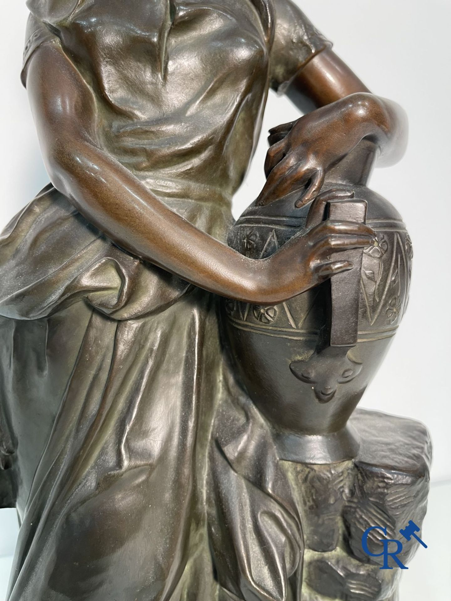 Edmond Lefever: (Ypres 1839-Schaarbeek 1911) "Rebecca" oriental bronze statue. - Image 8 of 16