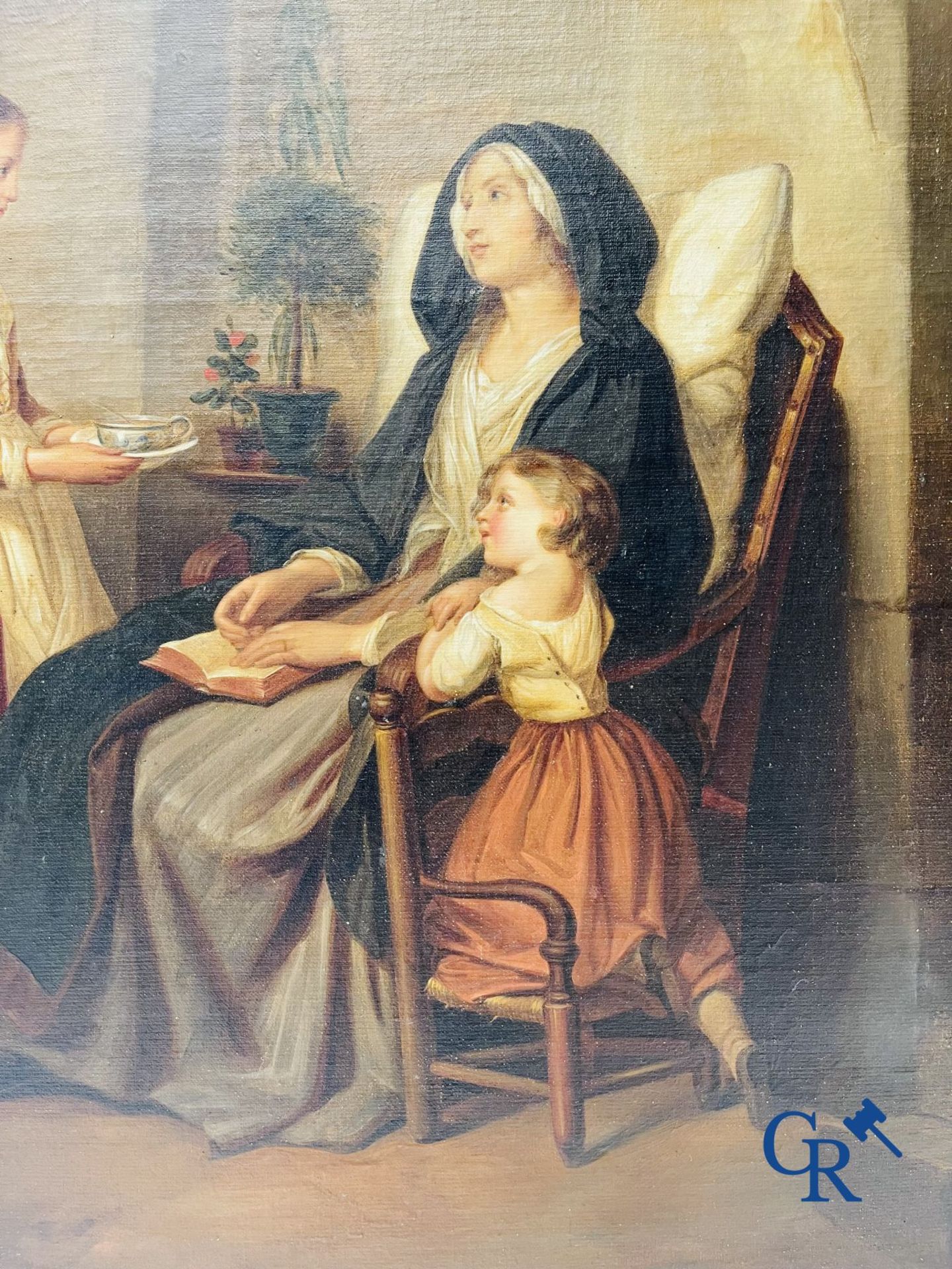 Dolard: Painting, oil on canvas. Family scene. 19th century. - Bild 3 aus 7