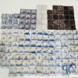 A large collection of various Delft tiles. 17th-18th century.