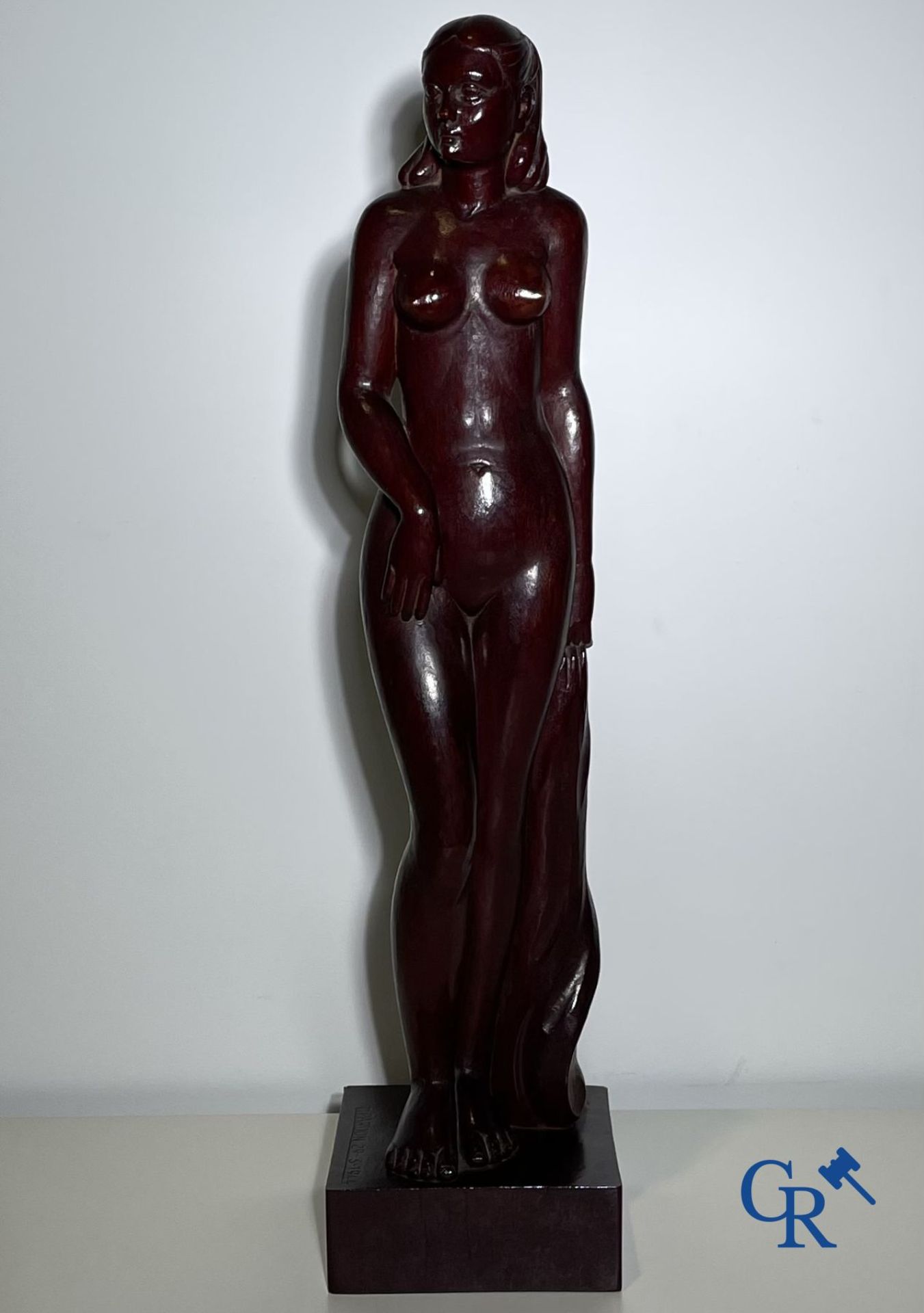 Clément Pardon(*) (Leuven 1901-1979) Sculpture of a standing nude in exotic wood. - Bild 3 aus 8