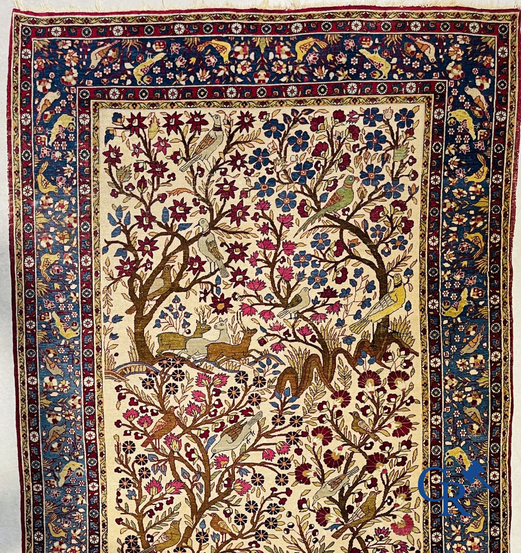 Oriental carpets: Antique oriental carpet with a decor of animals and birds in the forest. - Image 3 of 10