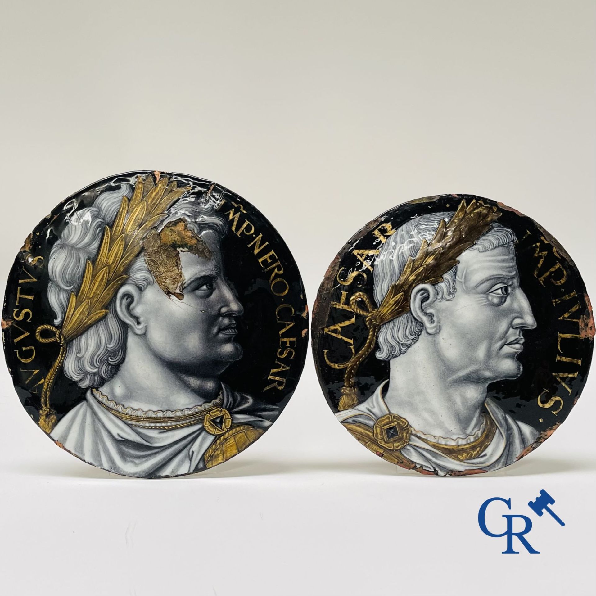 Limoges: In the manner of Jacques Laudin I. 2 medallions with the profile of Emperor Nero and Julius - Image 16 of 19