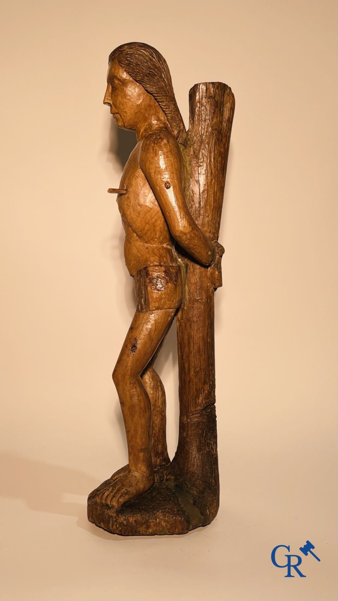 Wooden sculpture: Saint Sebastian 16th - 17th century. - Image 10 of 18