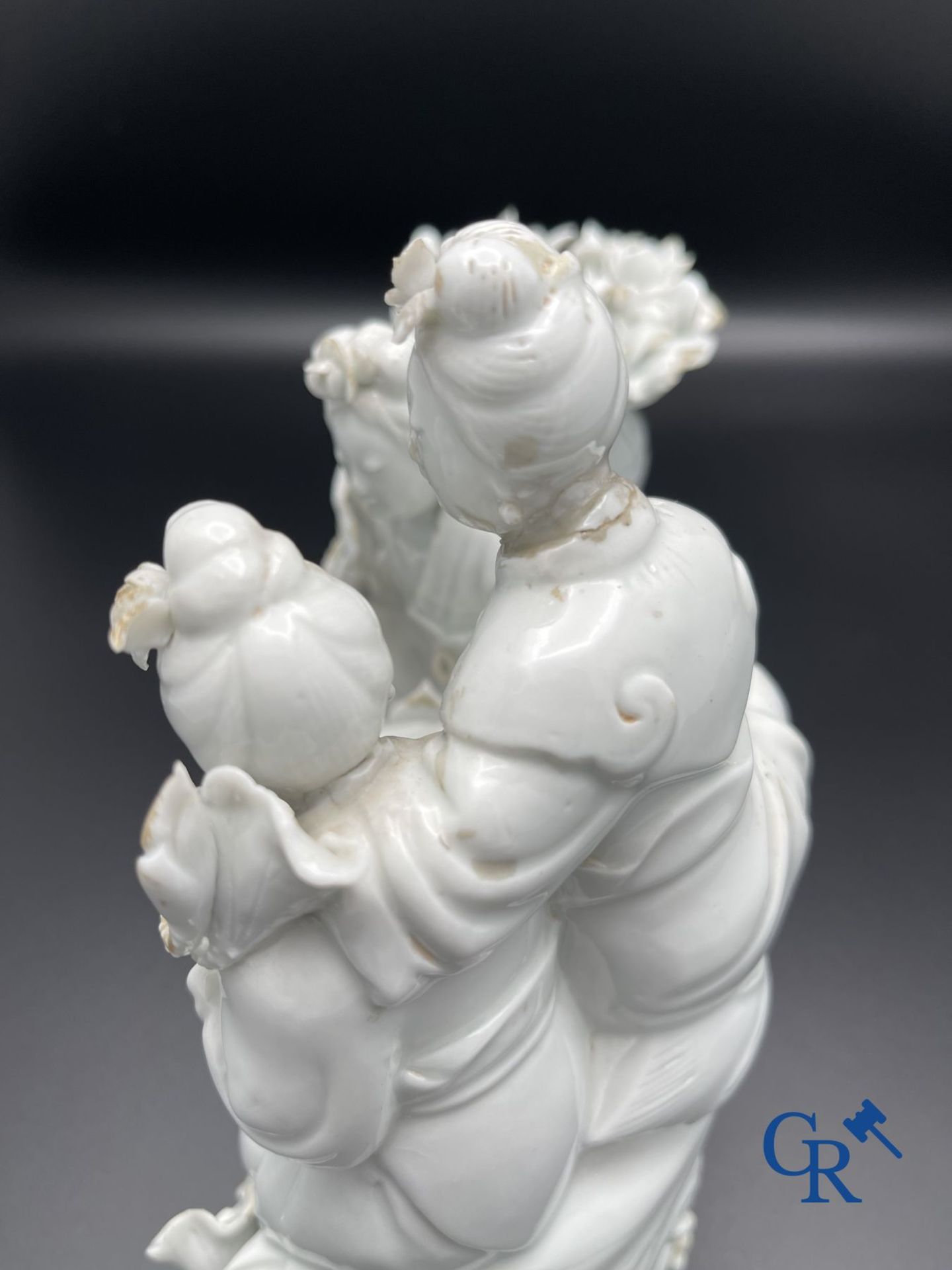 Chinese porcelain: A Buddhist lion and a group in blanc de Chine. - Image 10 of 28