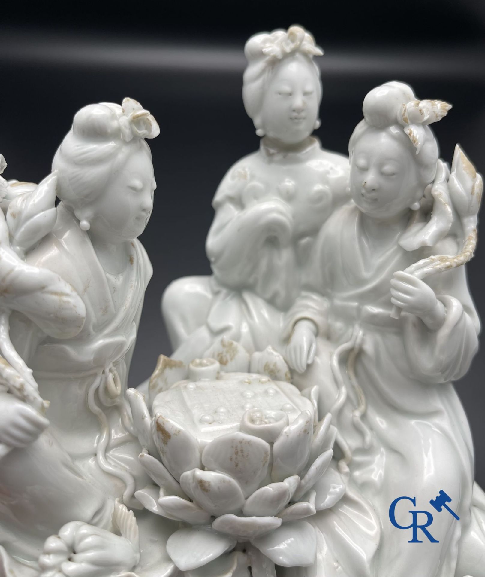 Chinese porcelain: A Buddhist lion and a group in blanc de Chine. - Image 14 of 28