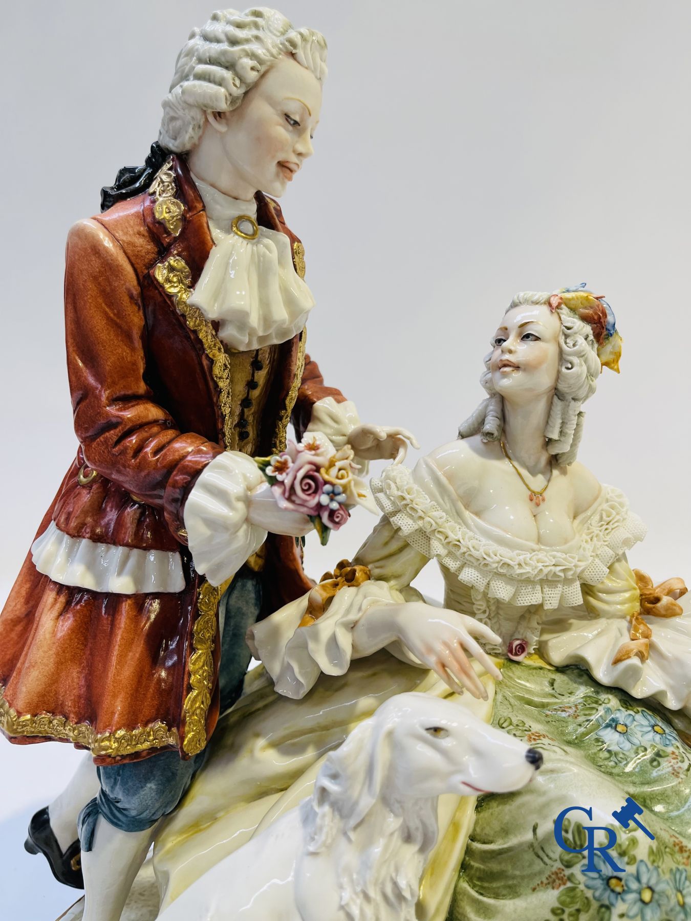 Porcelain: Capodimonte: Exceptional group in Italian porcelain with lace. - Image 5 of 9