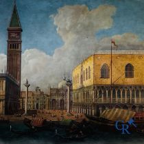 Painting: Carlo Canella (Verona 1800 - Milan 1879) View of St. Mark's Square in Venice.