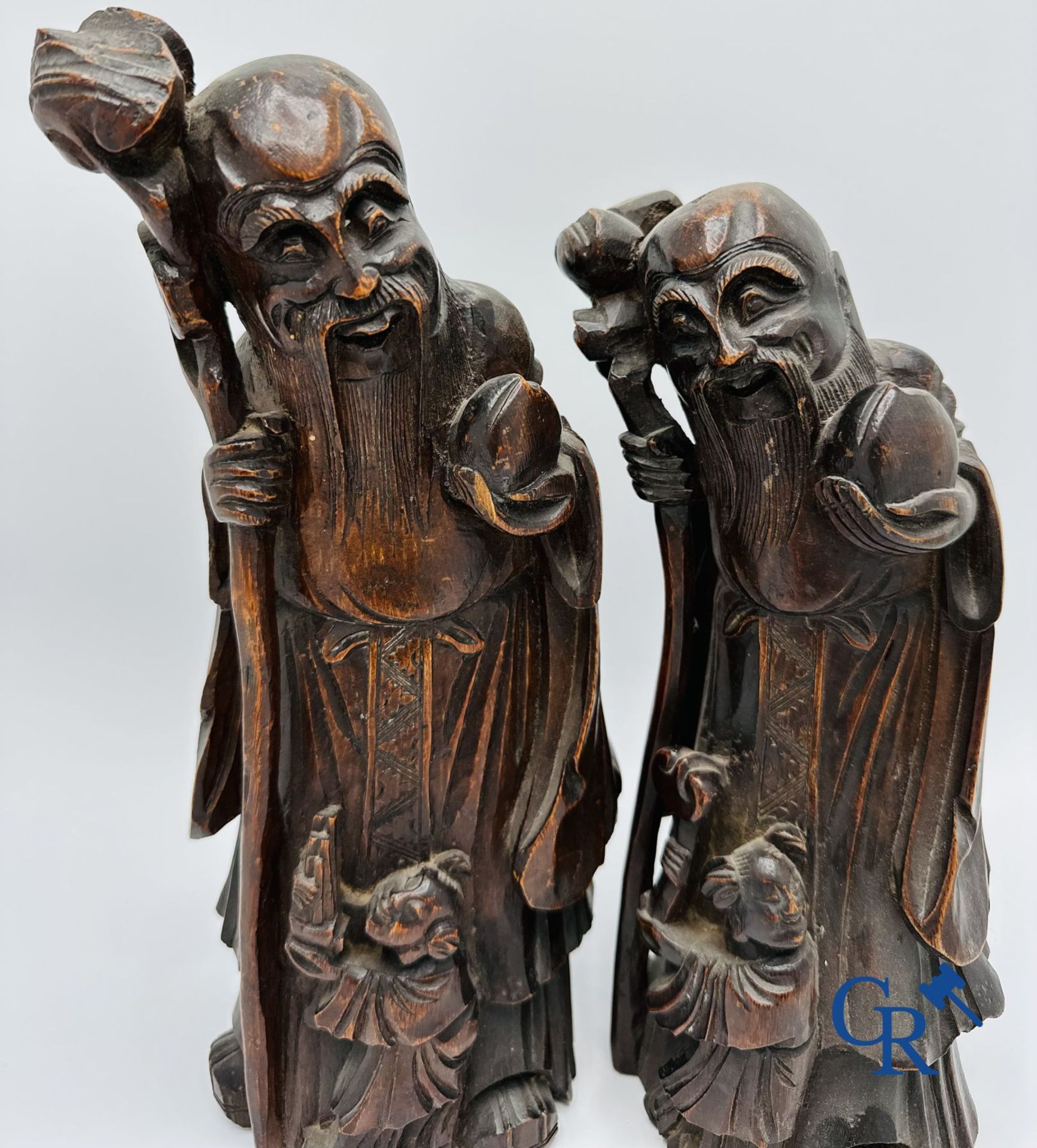 Chinese art: 2 Chinese bamboo sculptures depicting Lu Xing. 18th-19th century. - Bild 2 aus 5