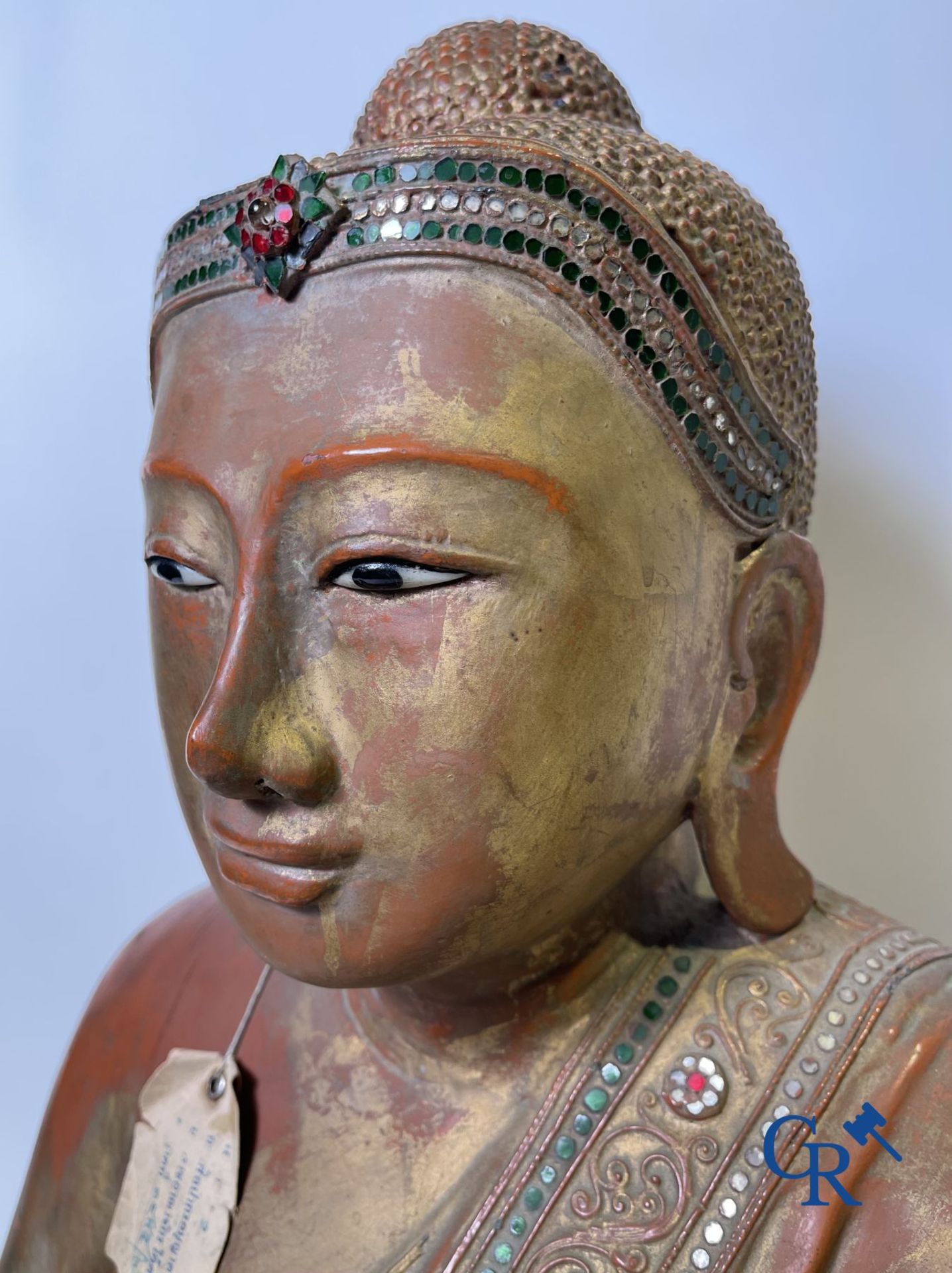 Imposing wooden lacquered Bouddha. Burma, 19th century. - Image 11 of 20