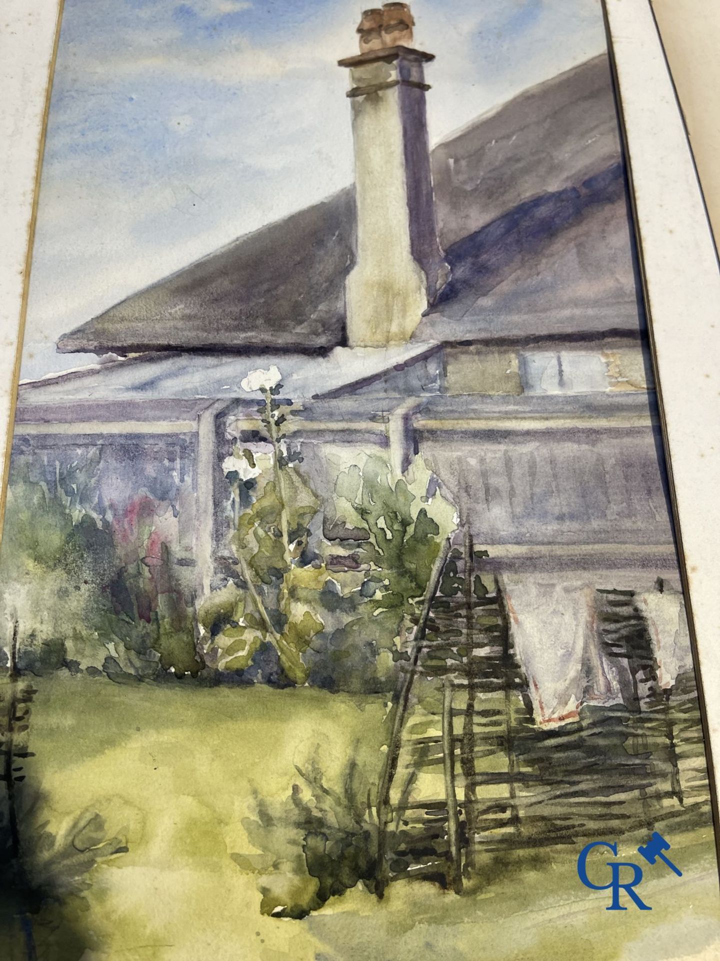 Interesting lot with gouaches and pastel drawings. Period 1880-1920. - Image 9 of 20