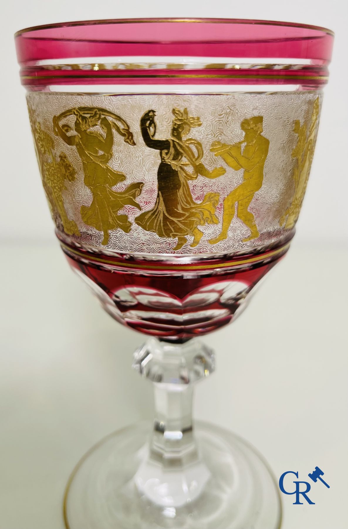Val Saint Lambert: 6 water glasses Metternich, 2 rose water glasses Danse de flore and an Art Deco v - Image 8 of 12