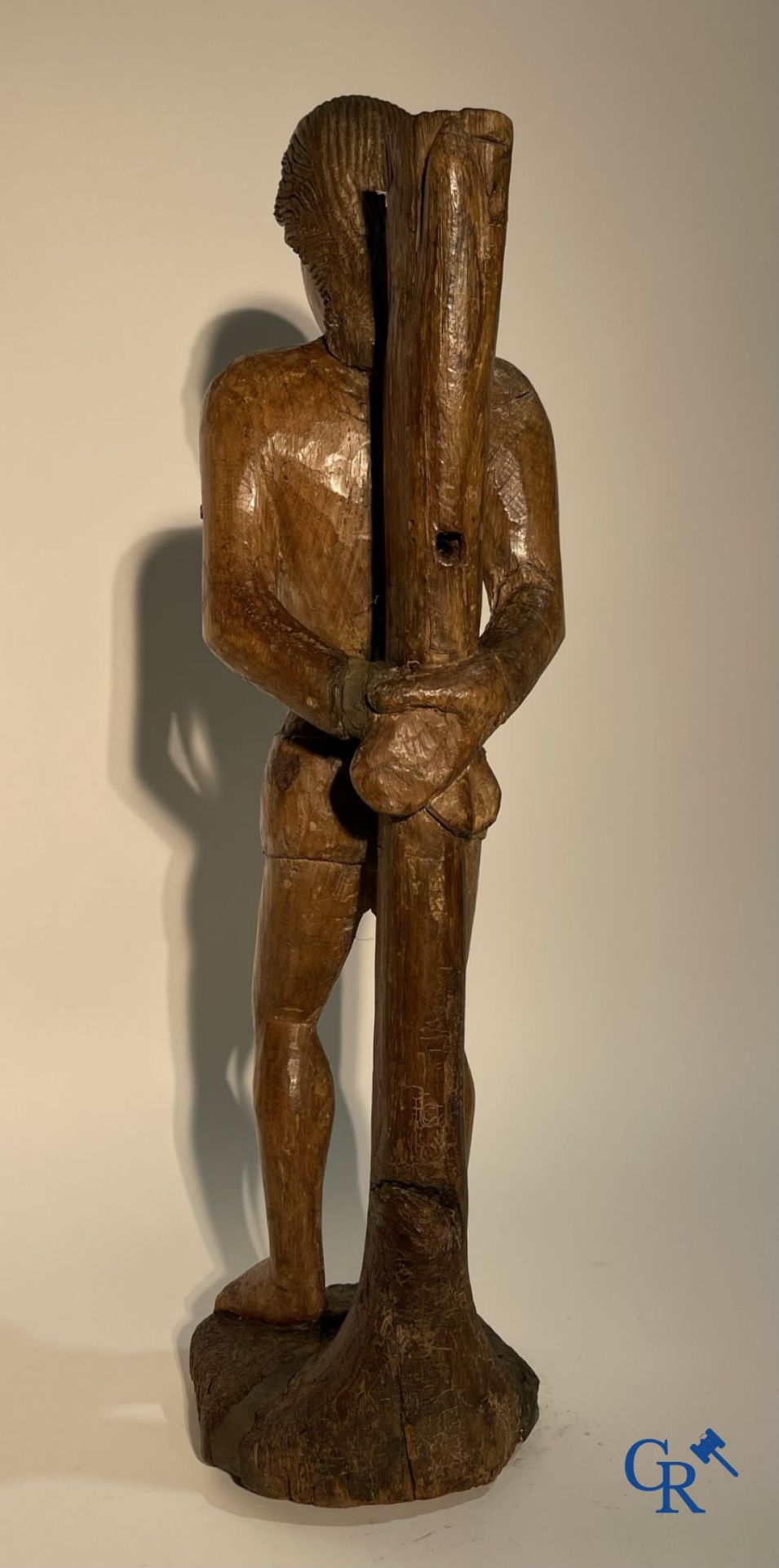 Wooden sculpture: Saint Sebastian 16th - 17th century. - Image 16 of 18