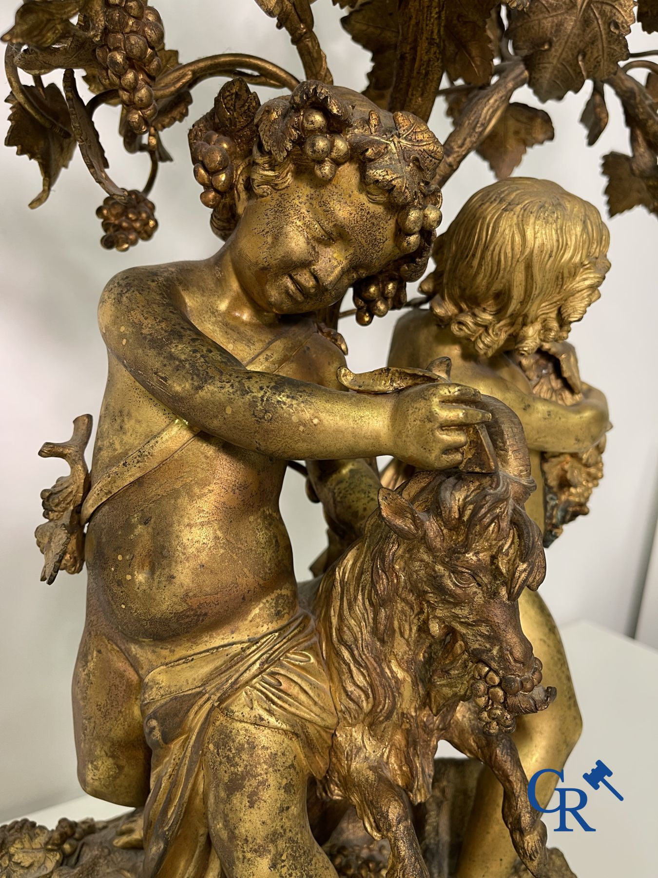 A pair of imposing bronze candlesticks with putti in LXVI style. Napoleon III period. - Image 7 of 32